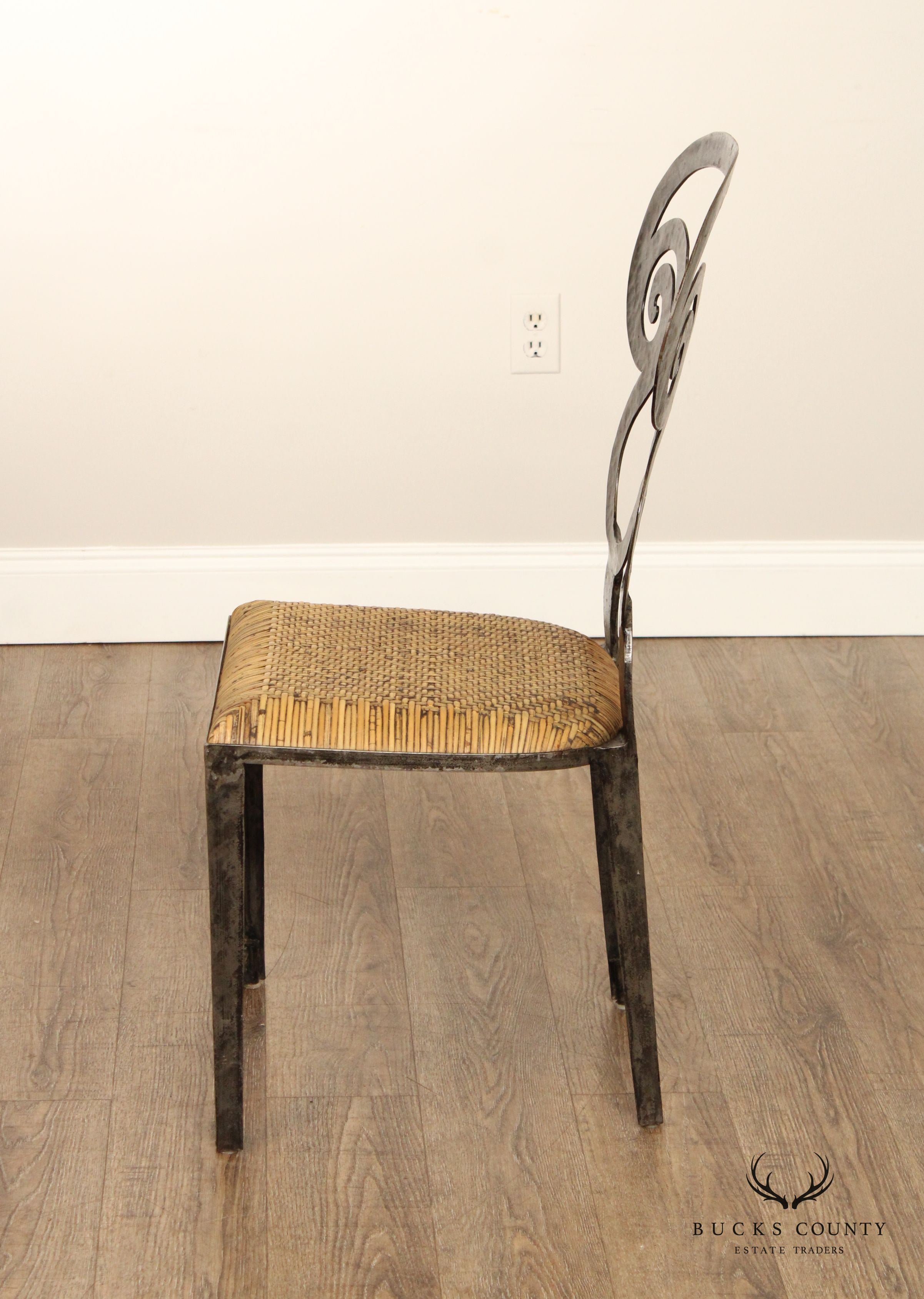 Biedermeir Style Pair Of Forged Iron Frame dining Chairs (originally set of 4)