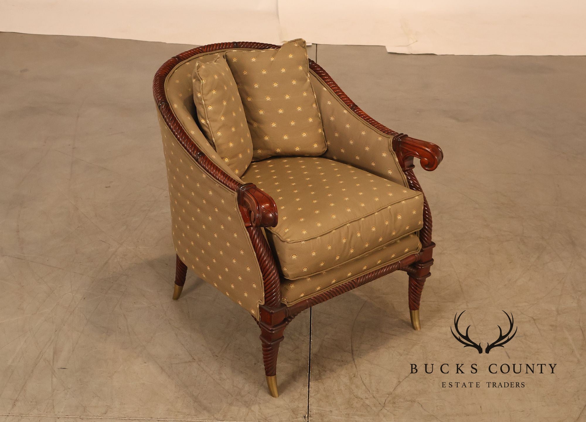 Highland House For Harrods Pair Of Mahogany Neoclassical Lounge Chairs