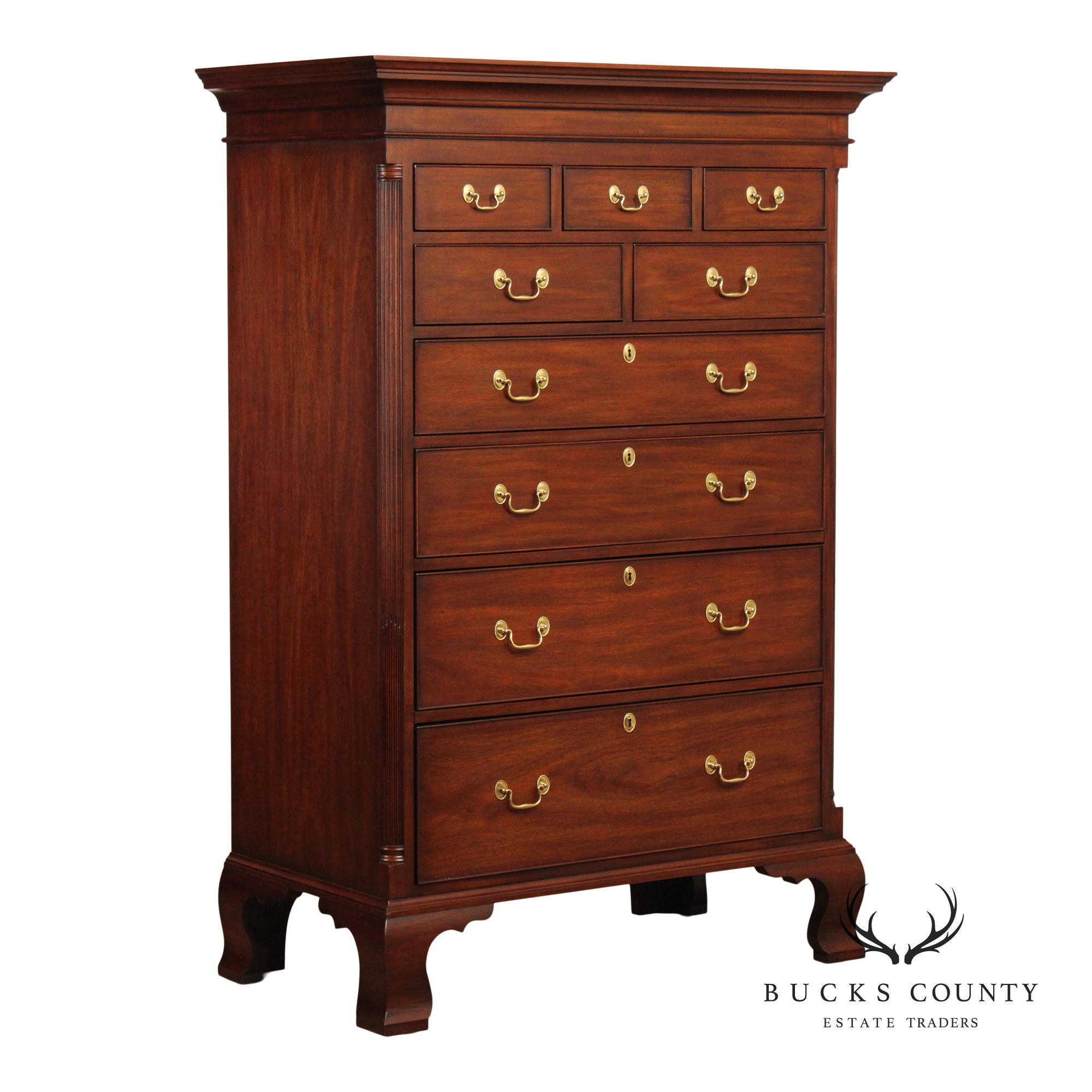 Henkel Harris Chippendale Style Mahogany New Market Tall Chest