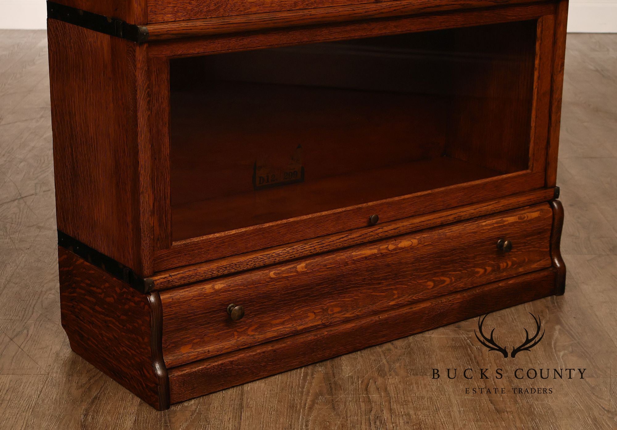 Globe-Wernicke Antique Oak Two-Stack Barrister Bookcase With Drawer Base