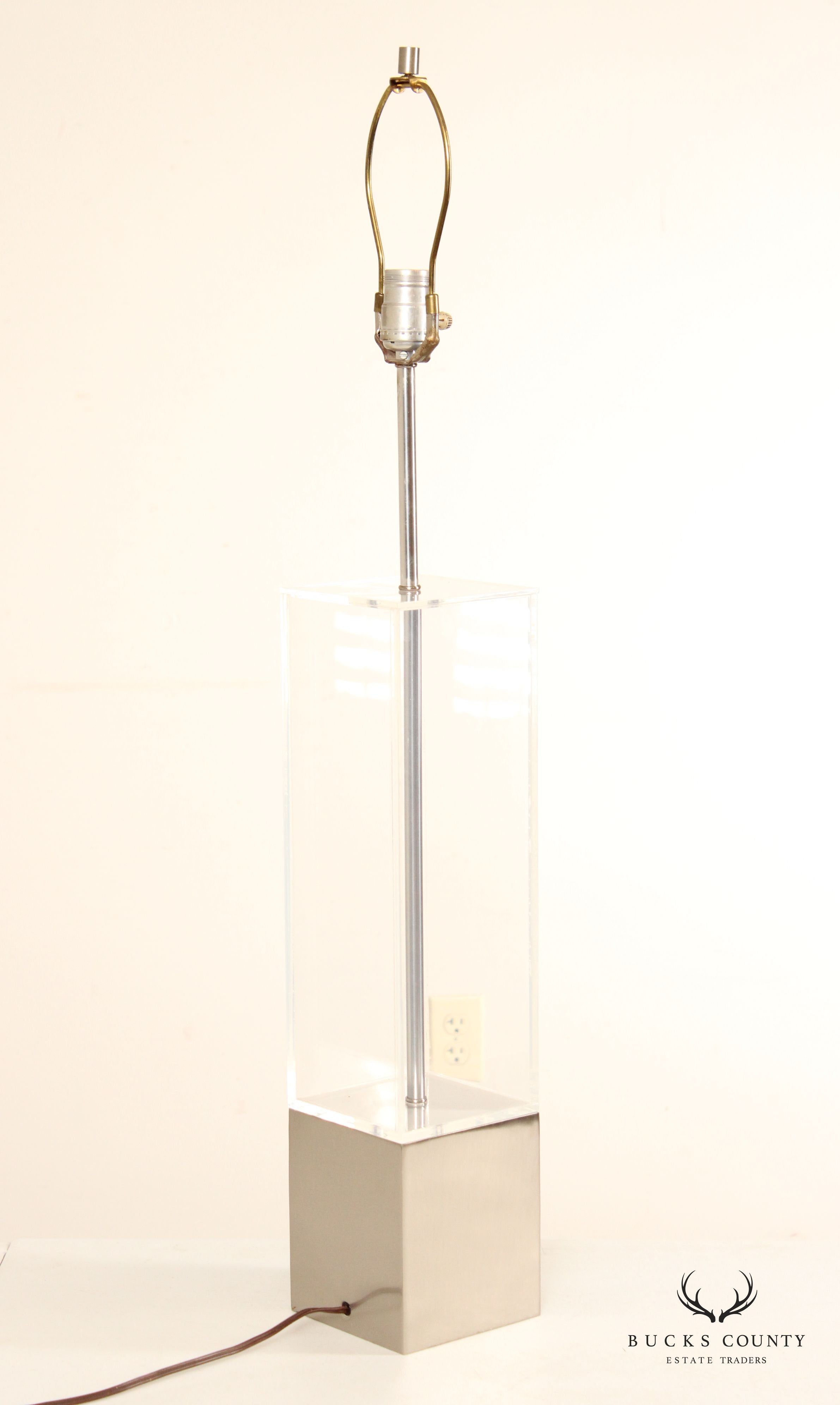 Mid Century Modern Pair Lucite Table Lamps