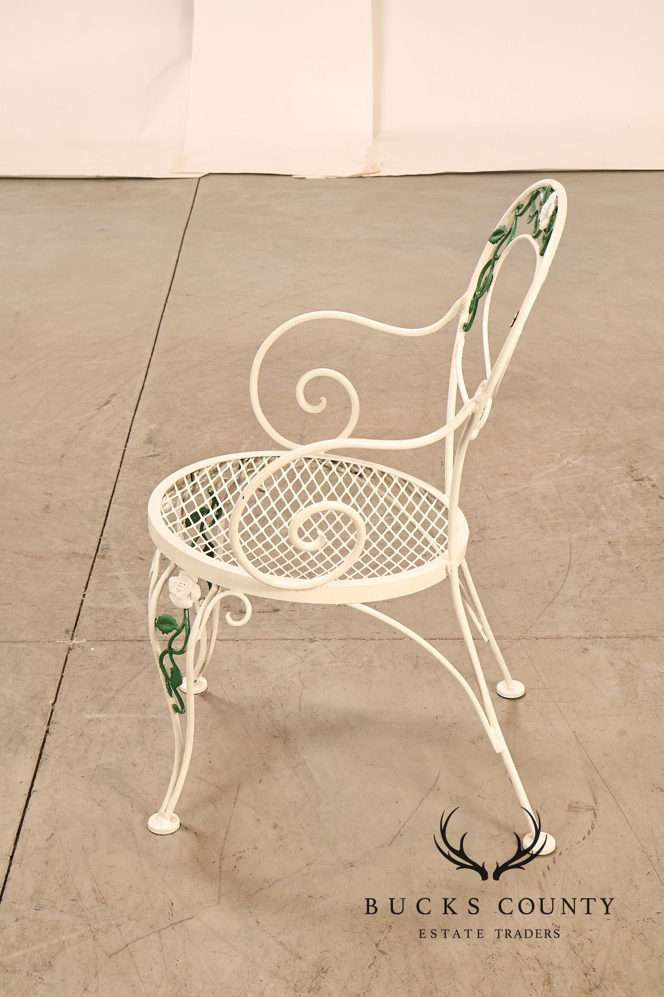 Woodard 'Chantilly Rose' Set of Four Wrought Iron Patio Dining Chairs
