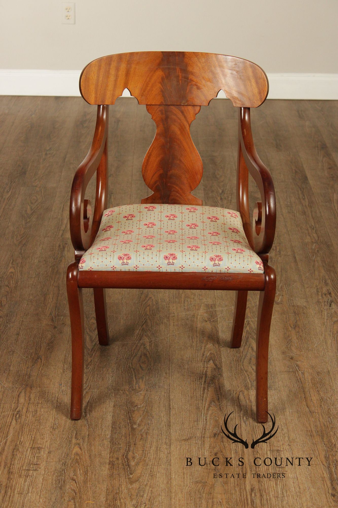 Biggs Furniture Empire Style Set of Eight Mahogany Dining Chairs
