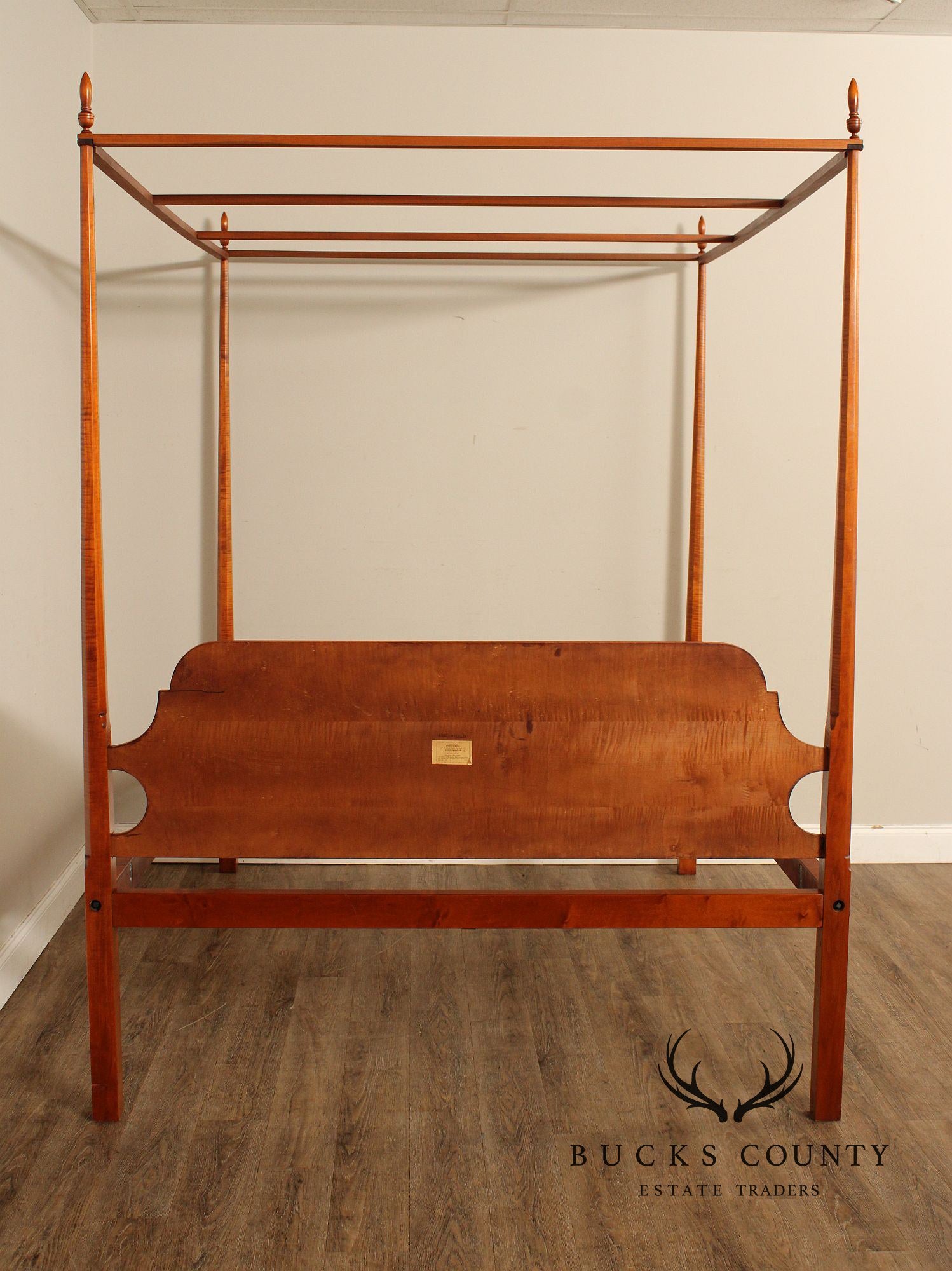 Eldred Wheeler Tiger Maple Queen Size Canopy Poster Bed