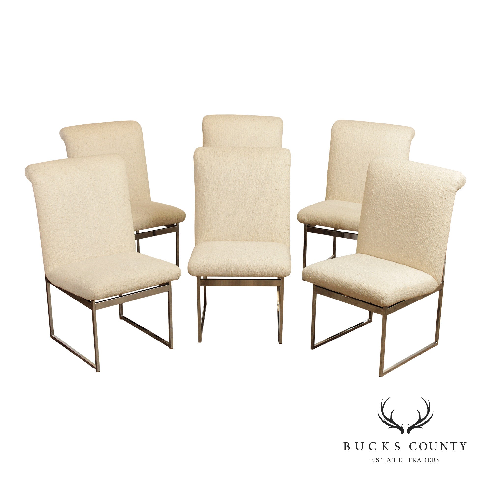 Mid Century Modern Set of Six Chrome Dining Chairs