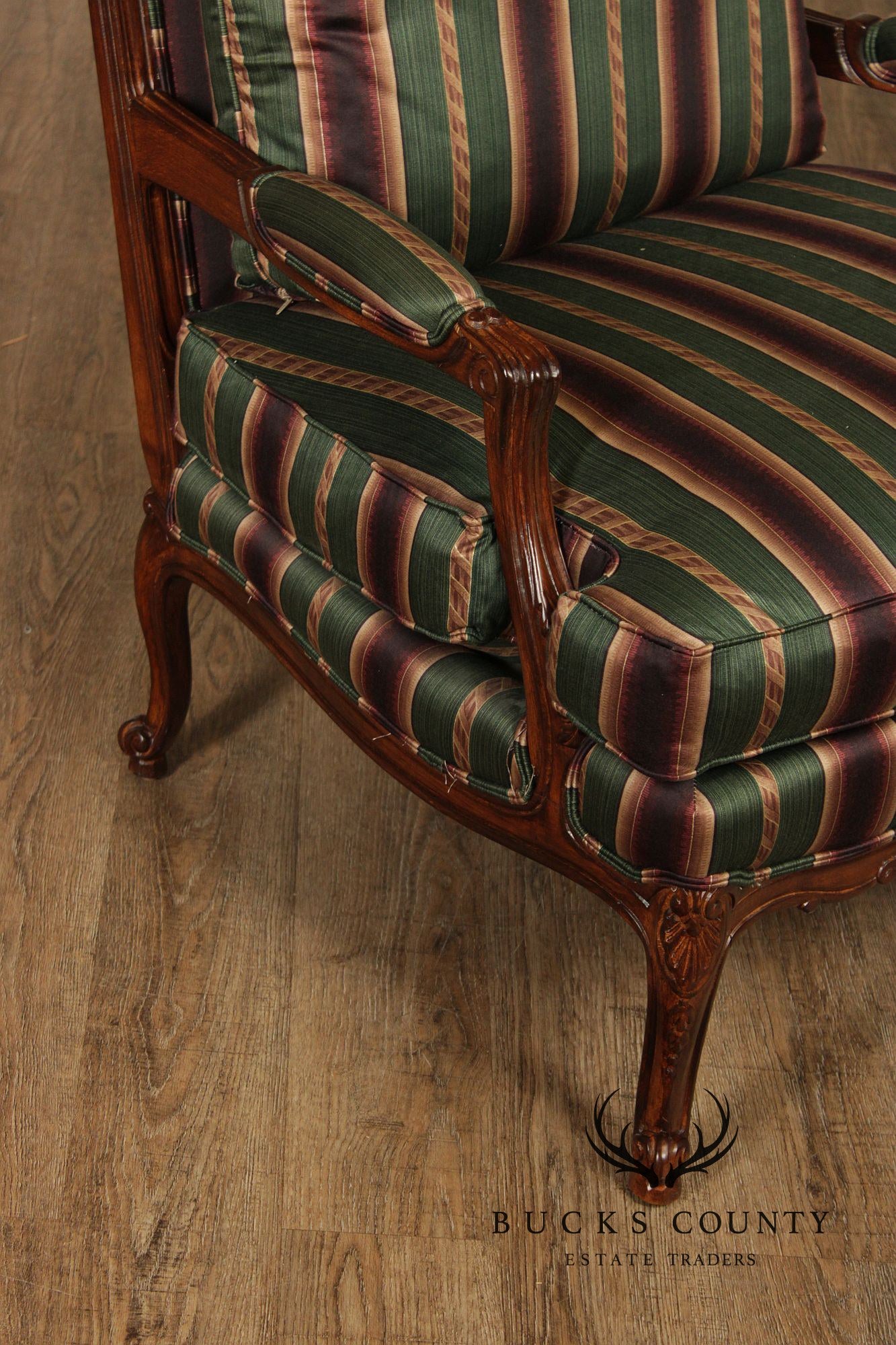 Sherrill Furniture French Louis XV Style Pair of Bergere Armchairs