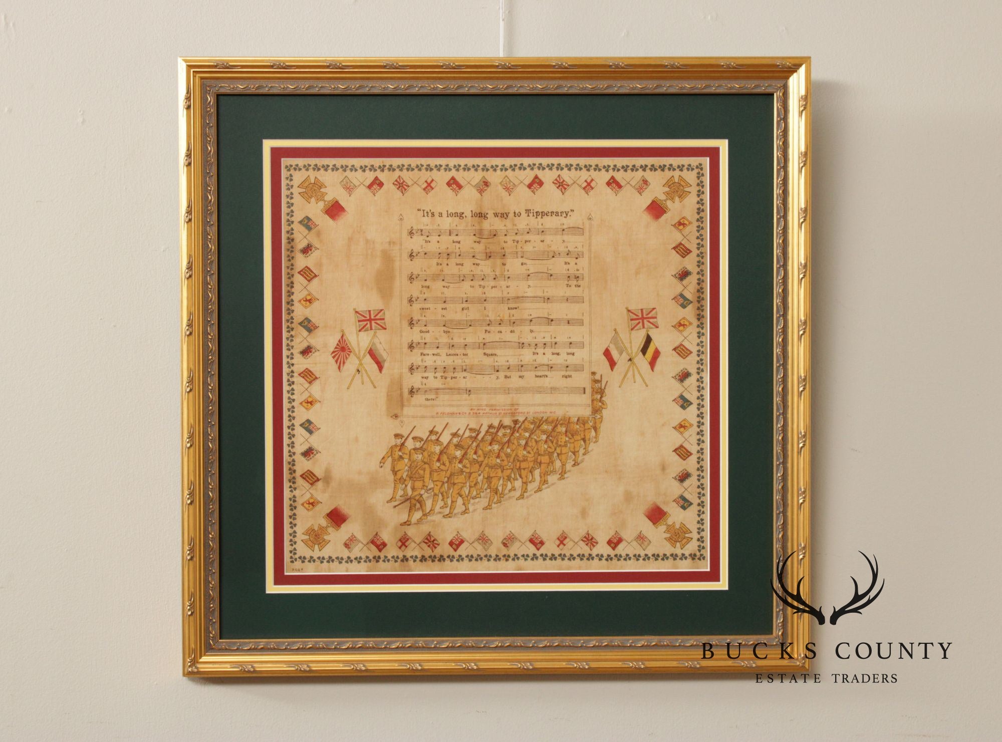 World War I Era Framed Handkerchief