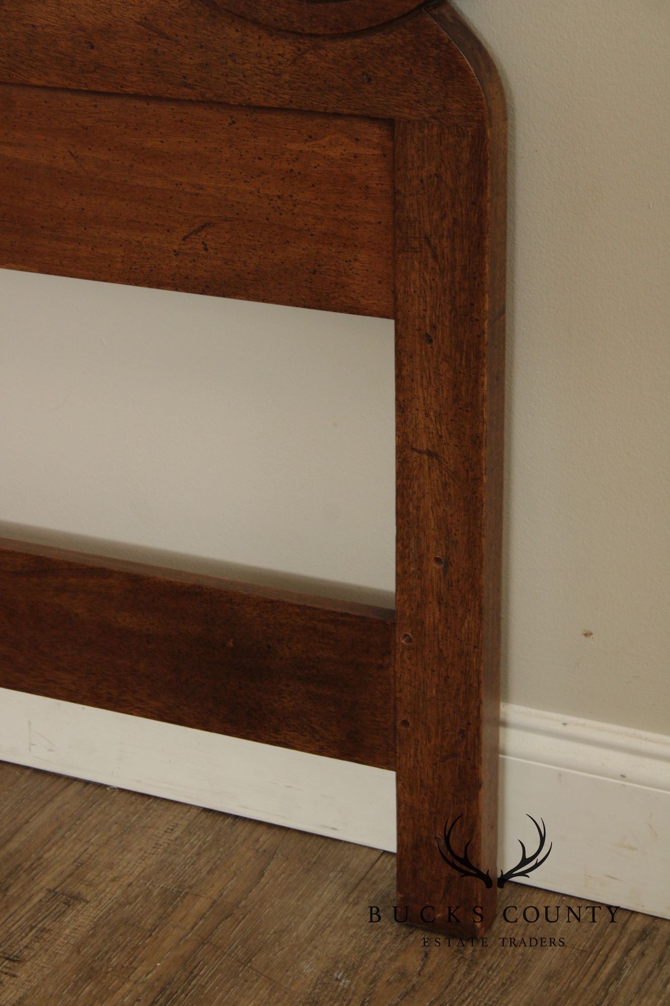 French Provincial Style Vintage Carved Walnut King Headboard