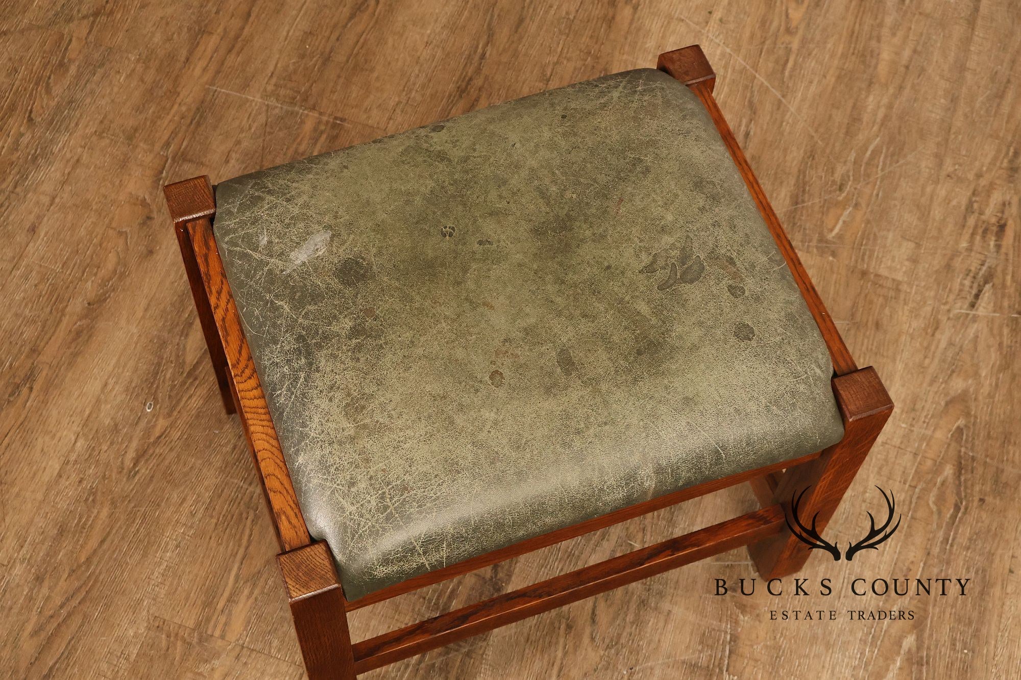 Stickley Mission Collection Oak Bent Arm Morris Chair and Ottoman