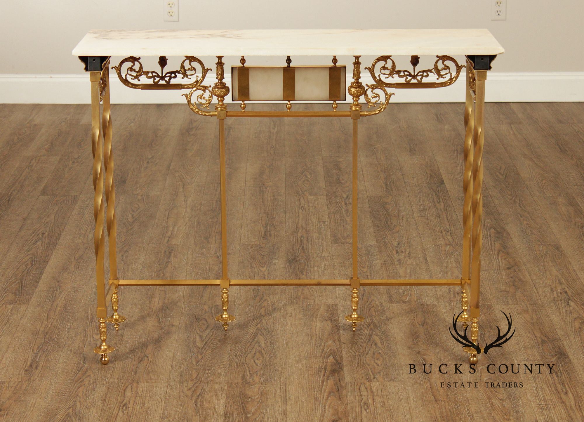Italian Marble Top Gilt Bronze Console Table