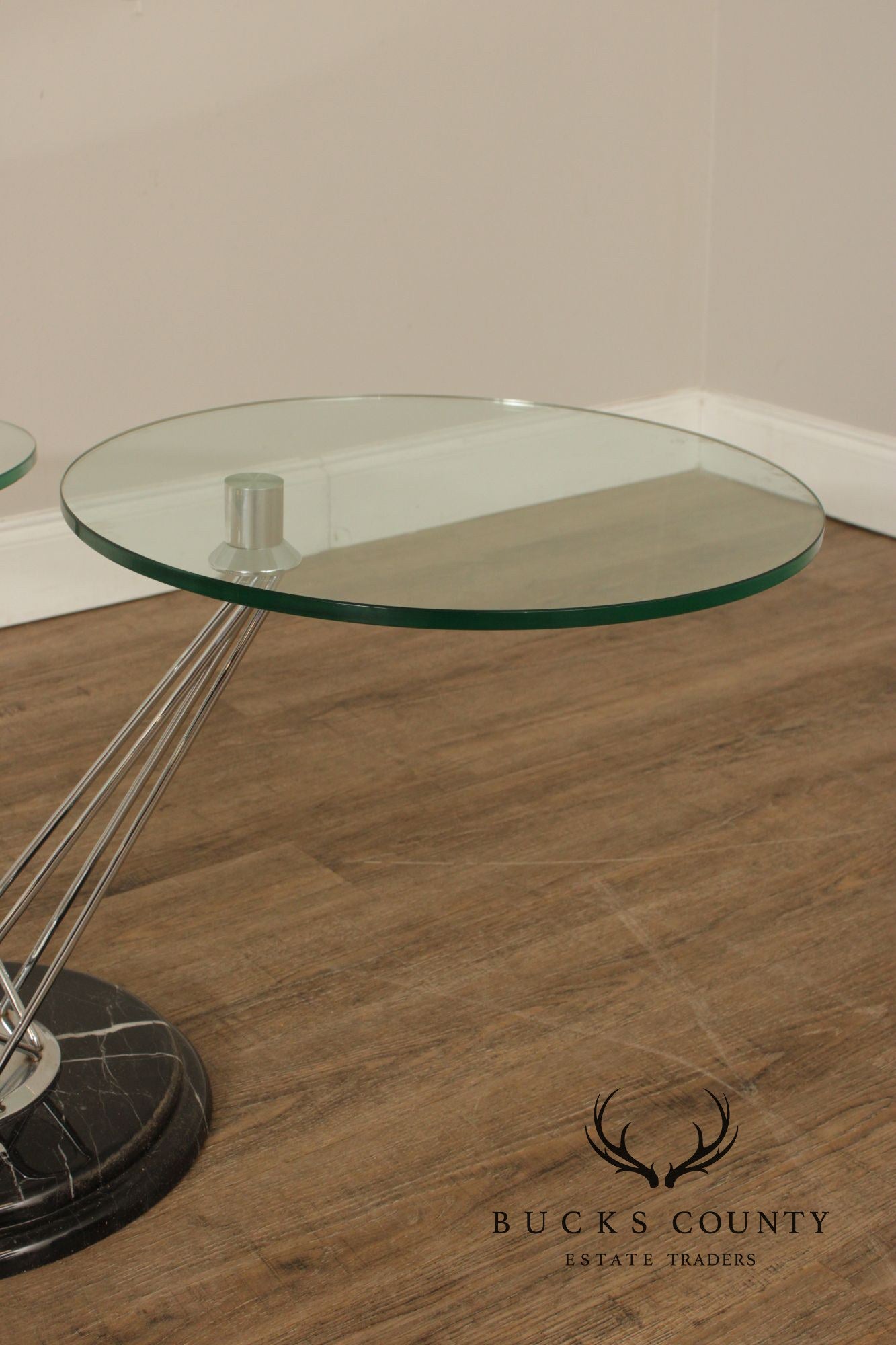 Modern Glass Top Marble Swivel Side Table