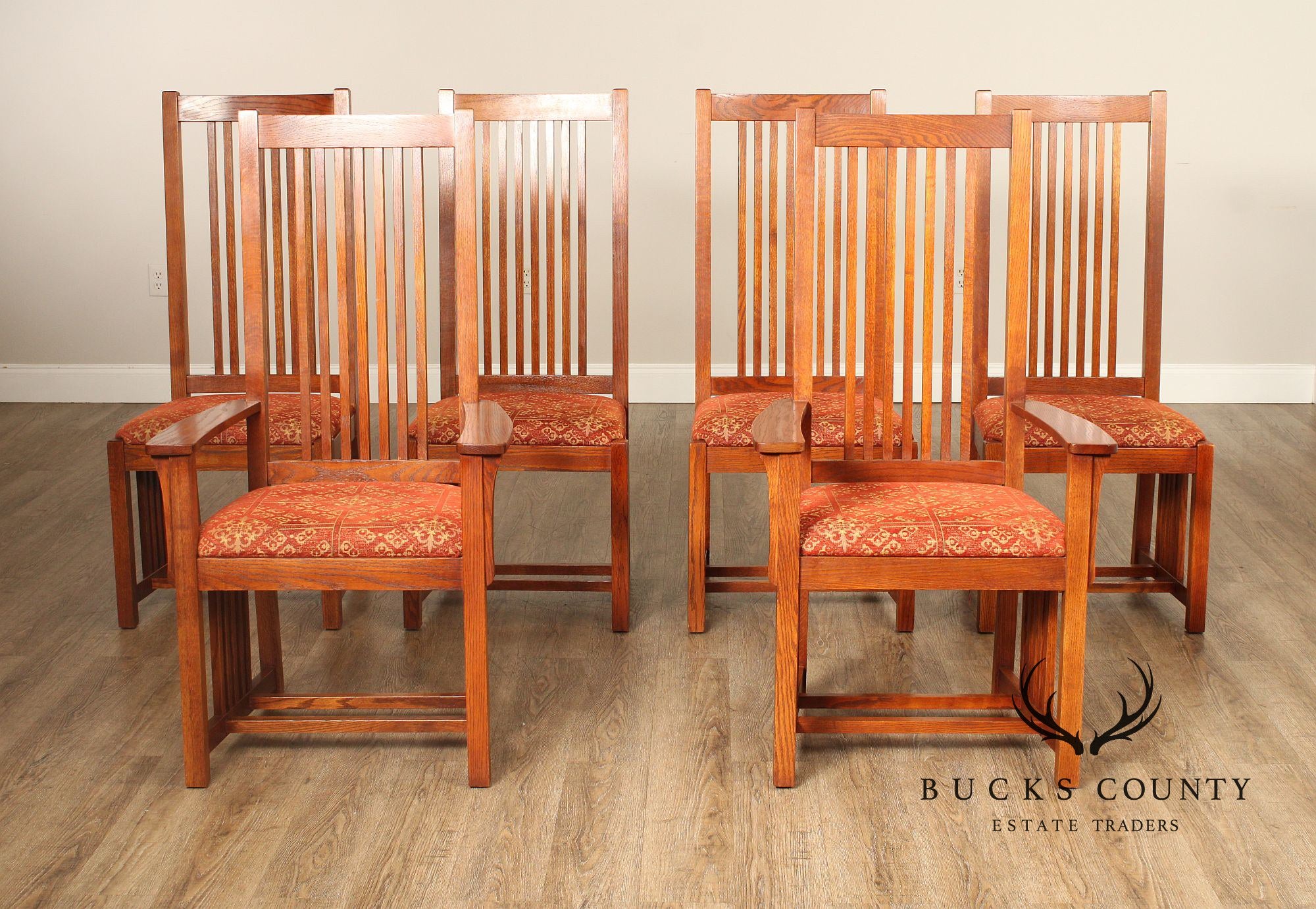 The Michaels Company Mission Style Set Of Six Oak Spindle Dining Chairs