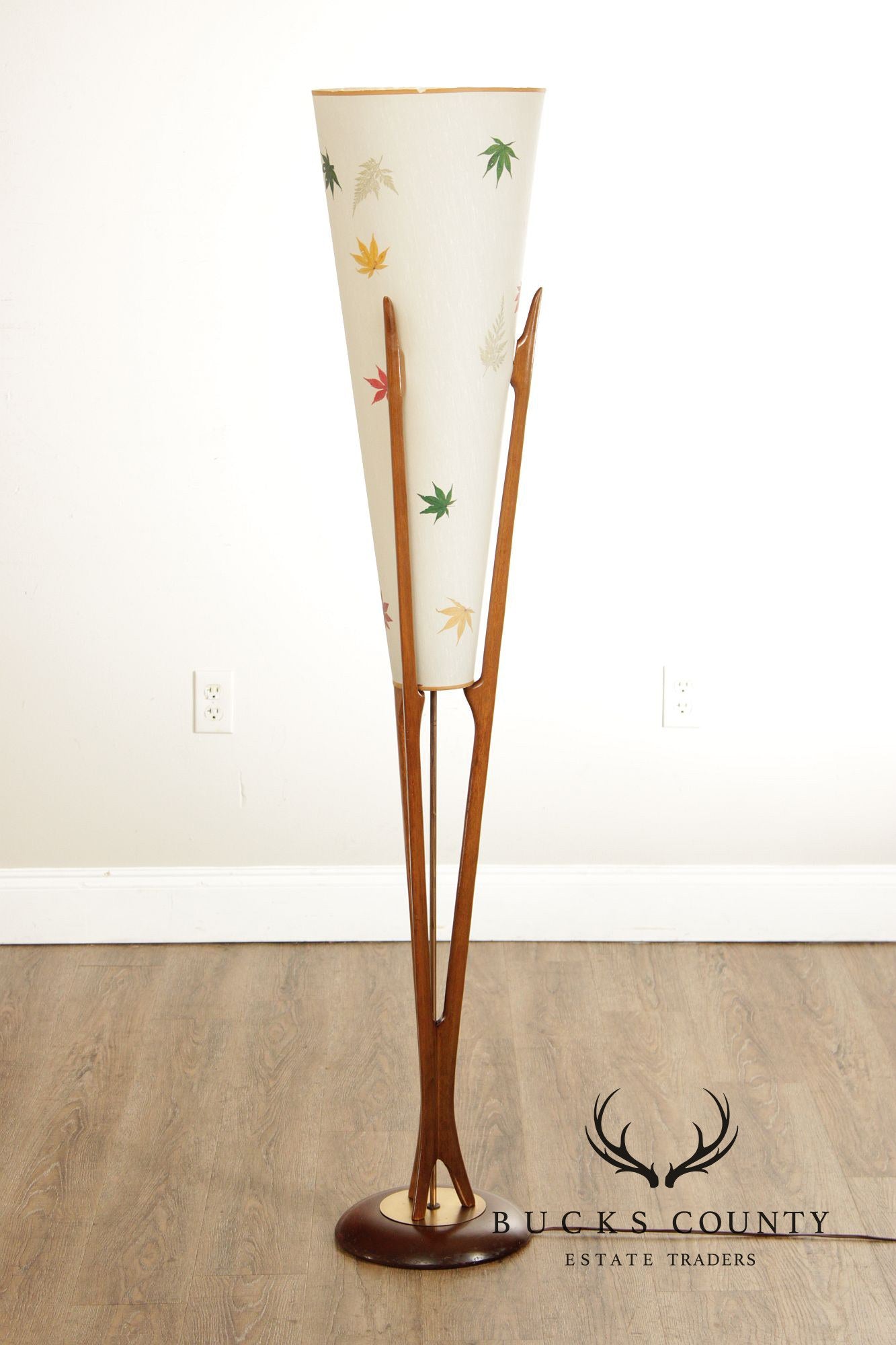 Modeline Mid Century Modern Walnut Floor Lamp