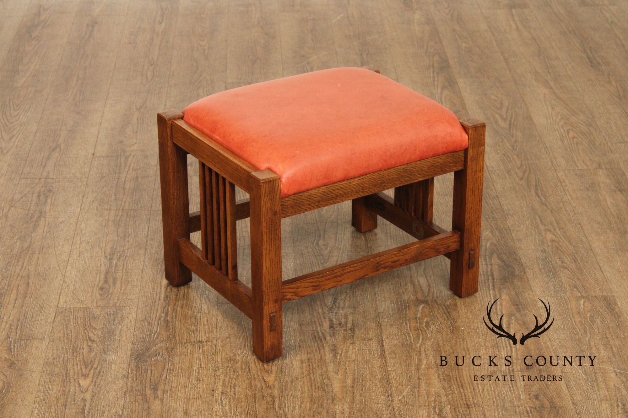 Stickley Mission Oak Collection Bow Arm Morris Chair and Ottoman