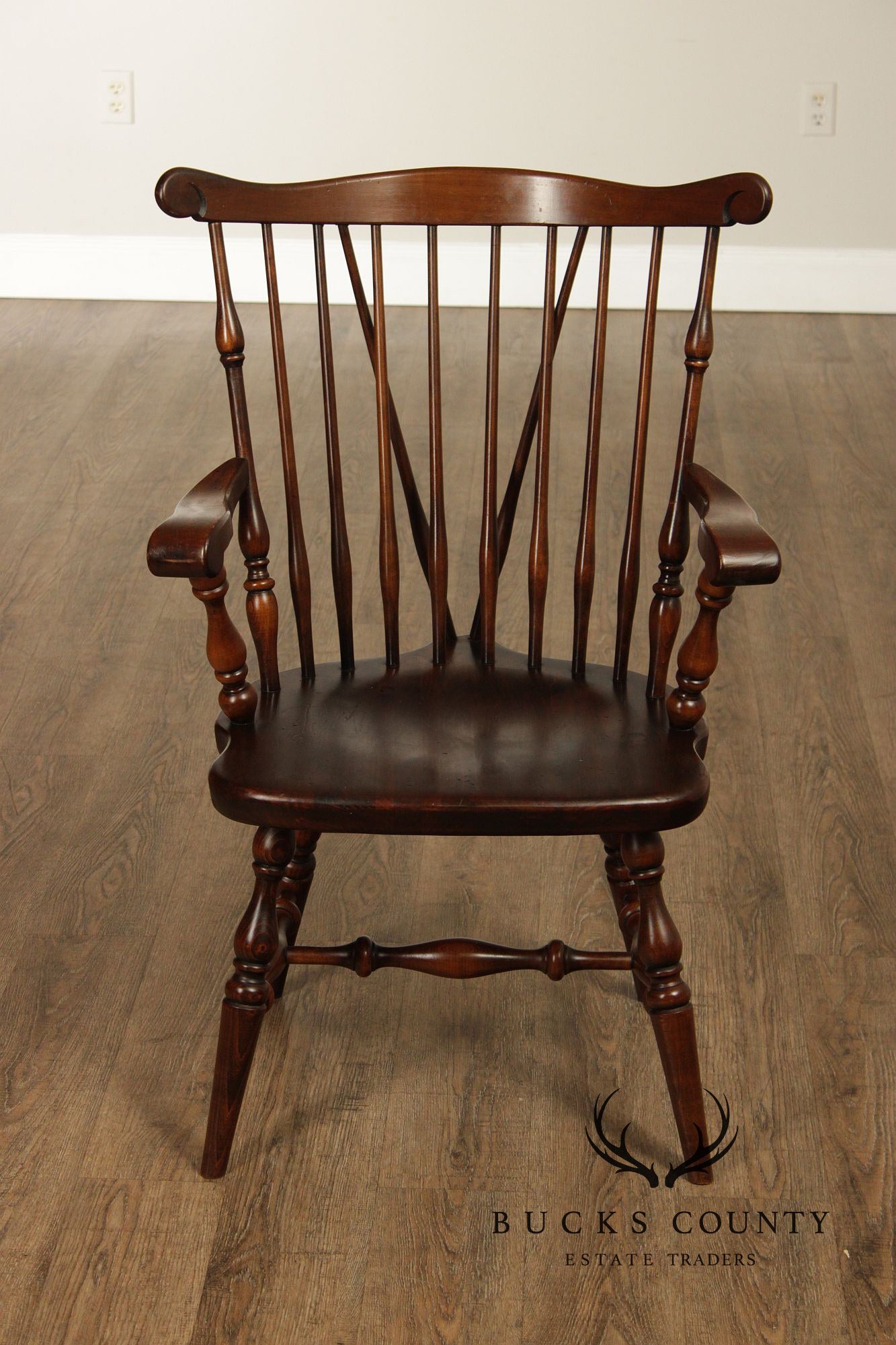Ethan Allen Vintage Set of Six Windsor Style Dining Chairs, Solid Pine