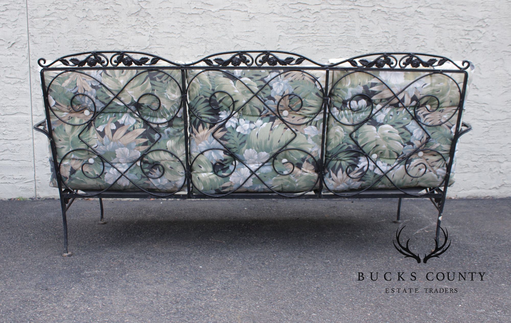 Meadowcraft Vintage Wrought Iron Outdoor Garden Sofa