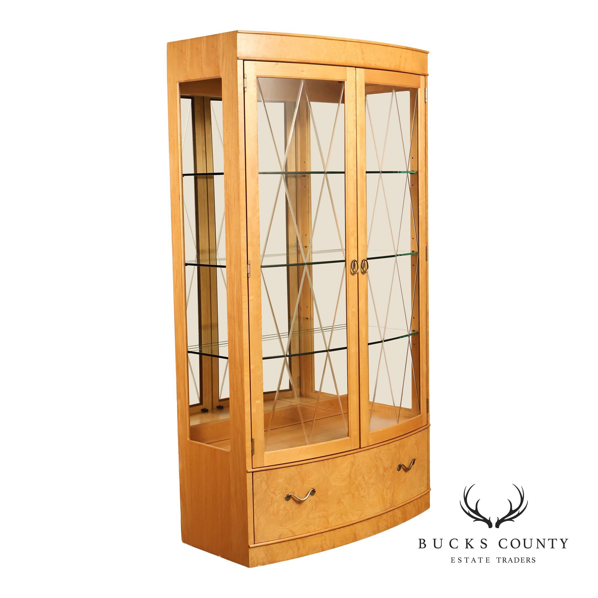 Thomasville Bogart Collection Bow Front Curio Display Cabinet