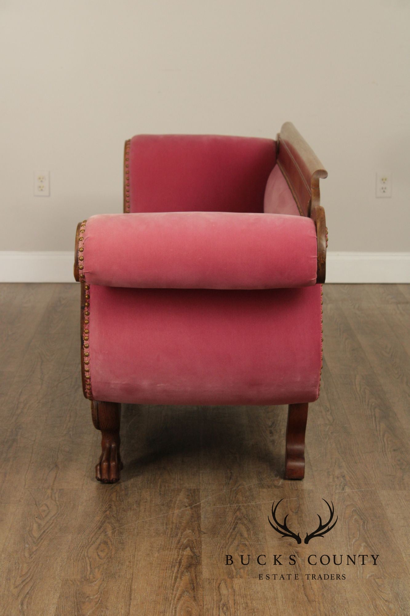 Antique American Empire Carved Mahogany Sofa