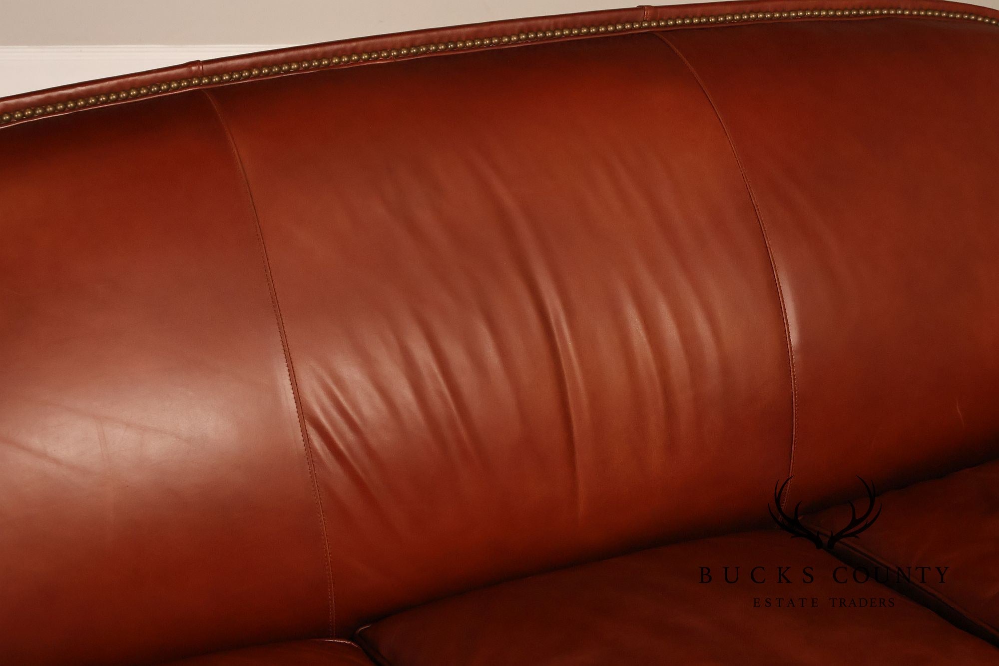 Bradington-Young Traditional Style Leather Three Cushion Sofa