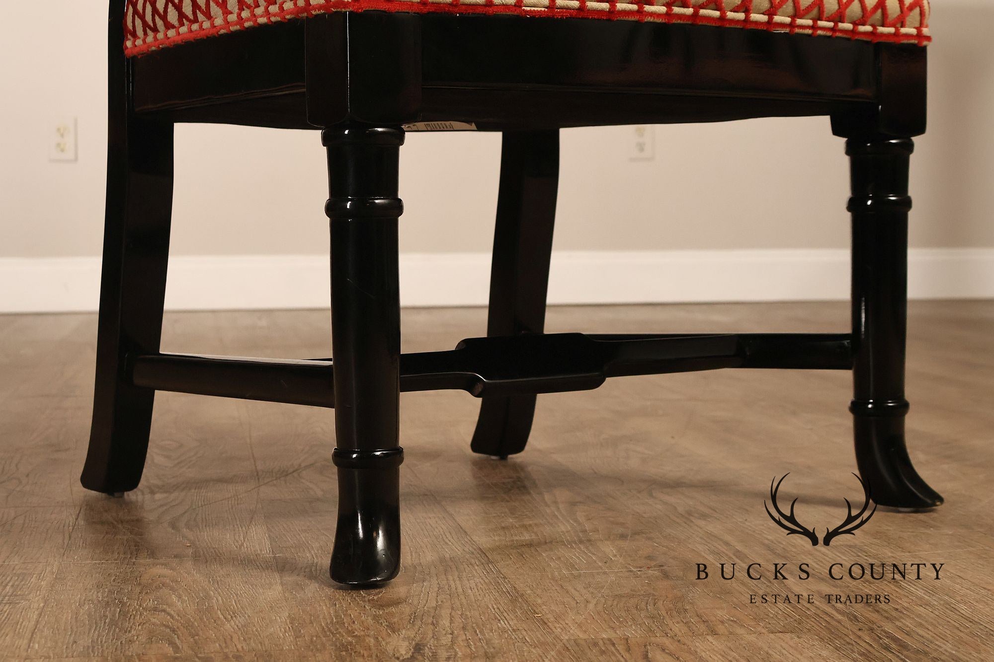 12 Custom Black Lacquered Asian Inspired Dining Chairs