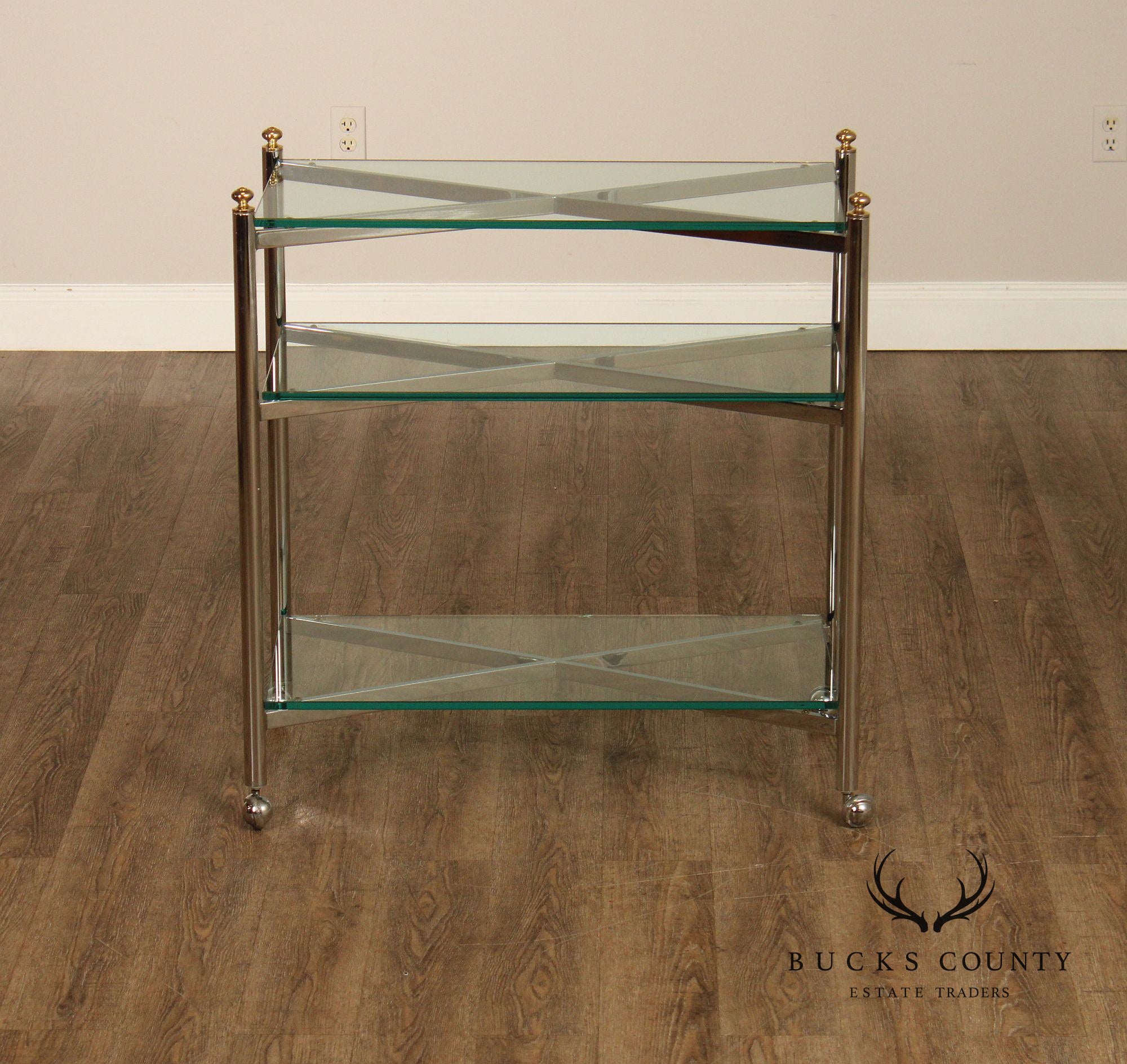 Mid Century Modern Style Chrome & Glass Cart