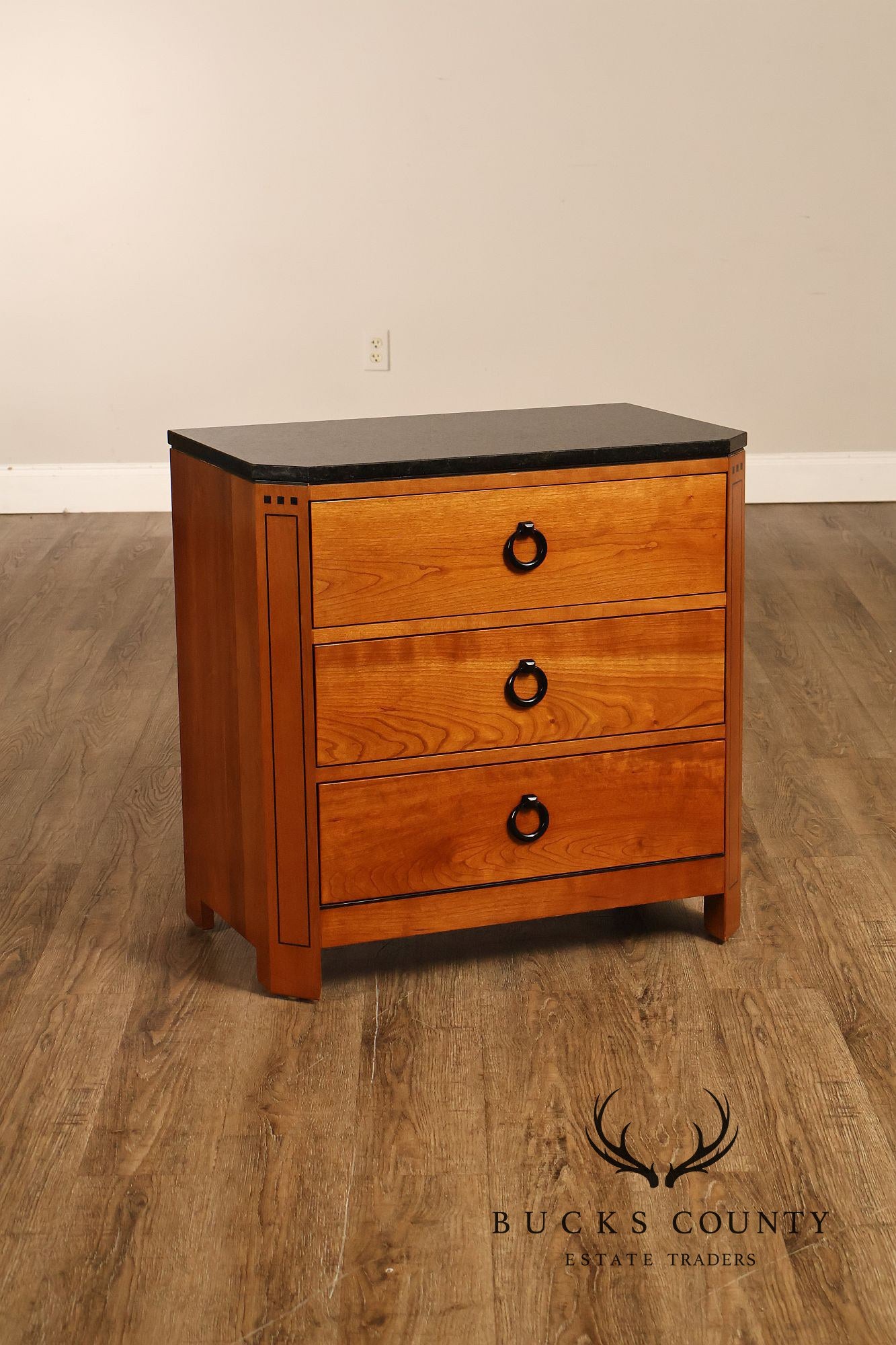 Stickley 21st Century Collection Pair of Granite Top Cherry Nightstands