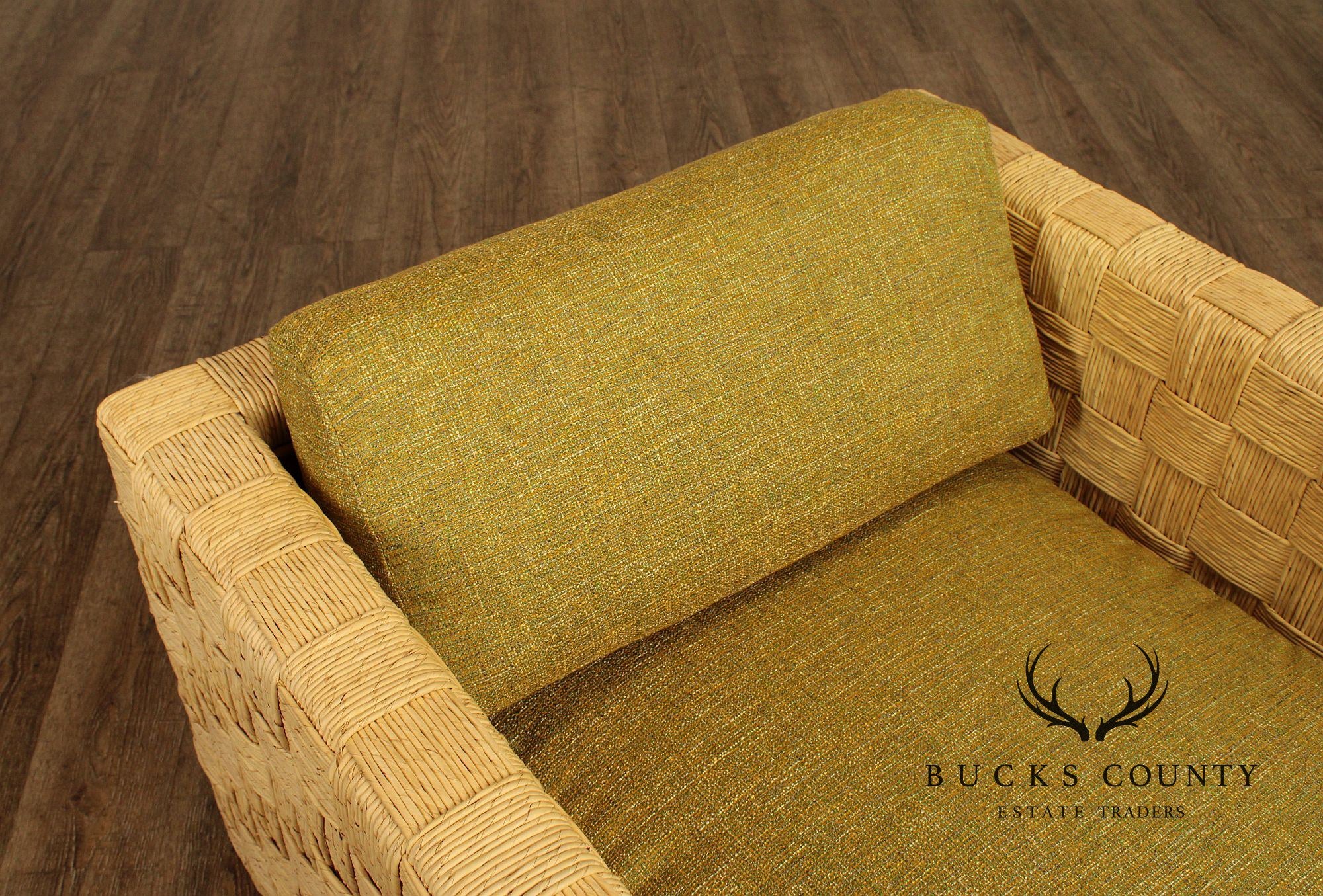 Harvey Probber Artisan Collection Pair of Woven Rush Lounge Chairs
