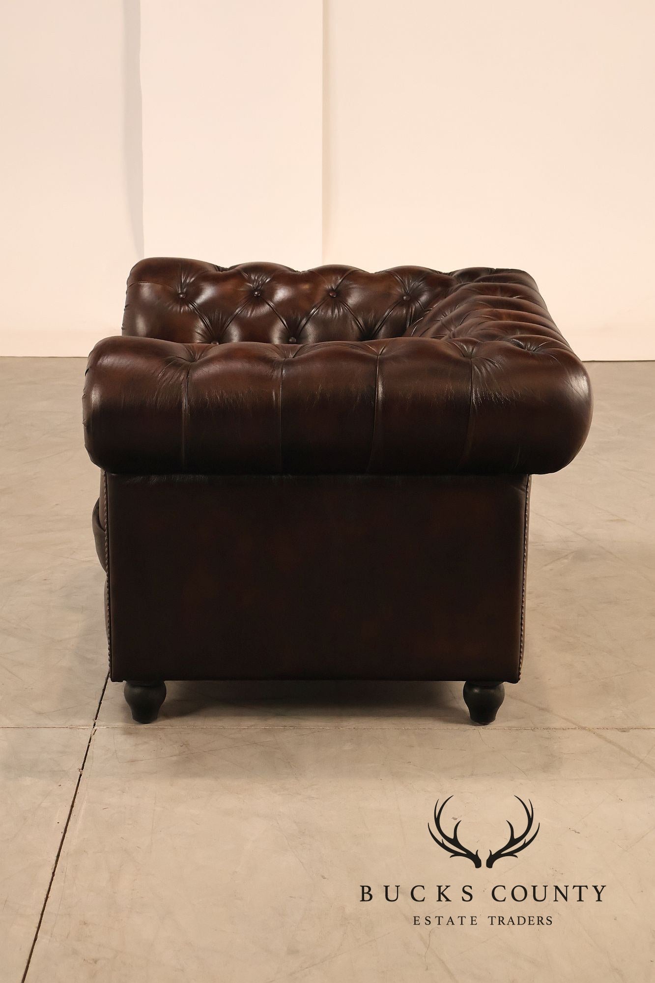 Chesterfield Style Dark Brown Tufted Leather Club Chair