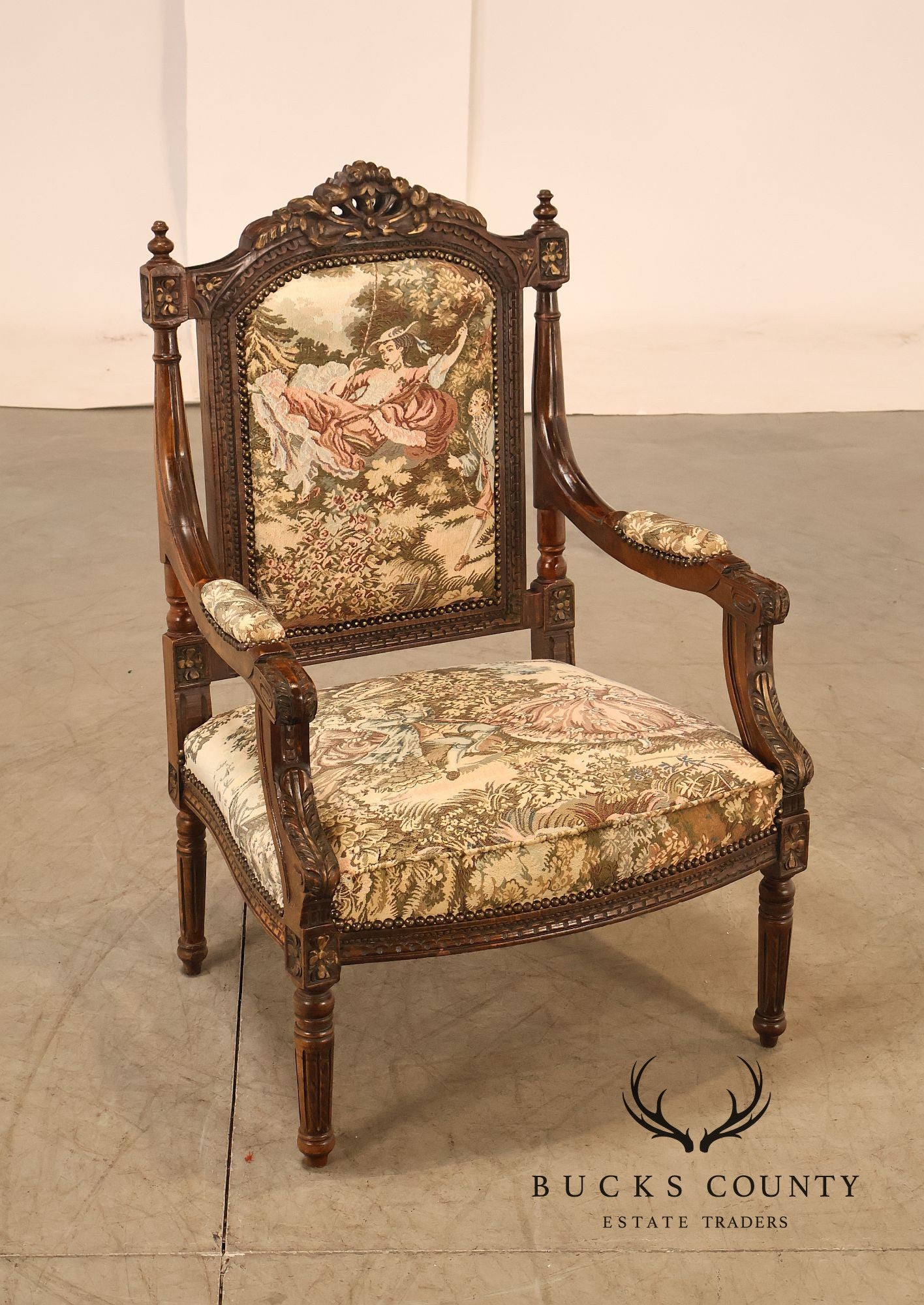 Italian Louis XVI Style Carved Throne Chair