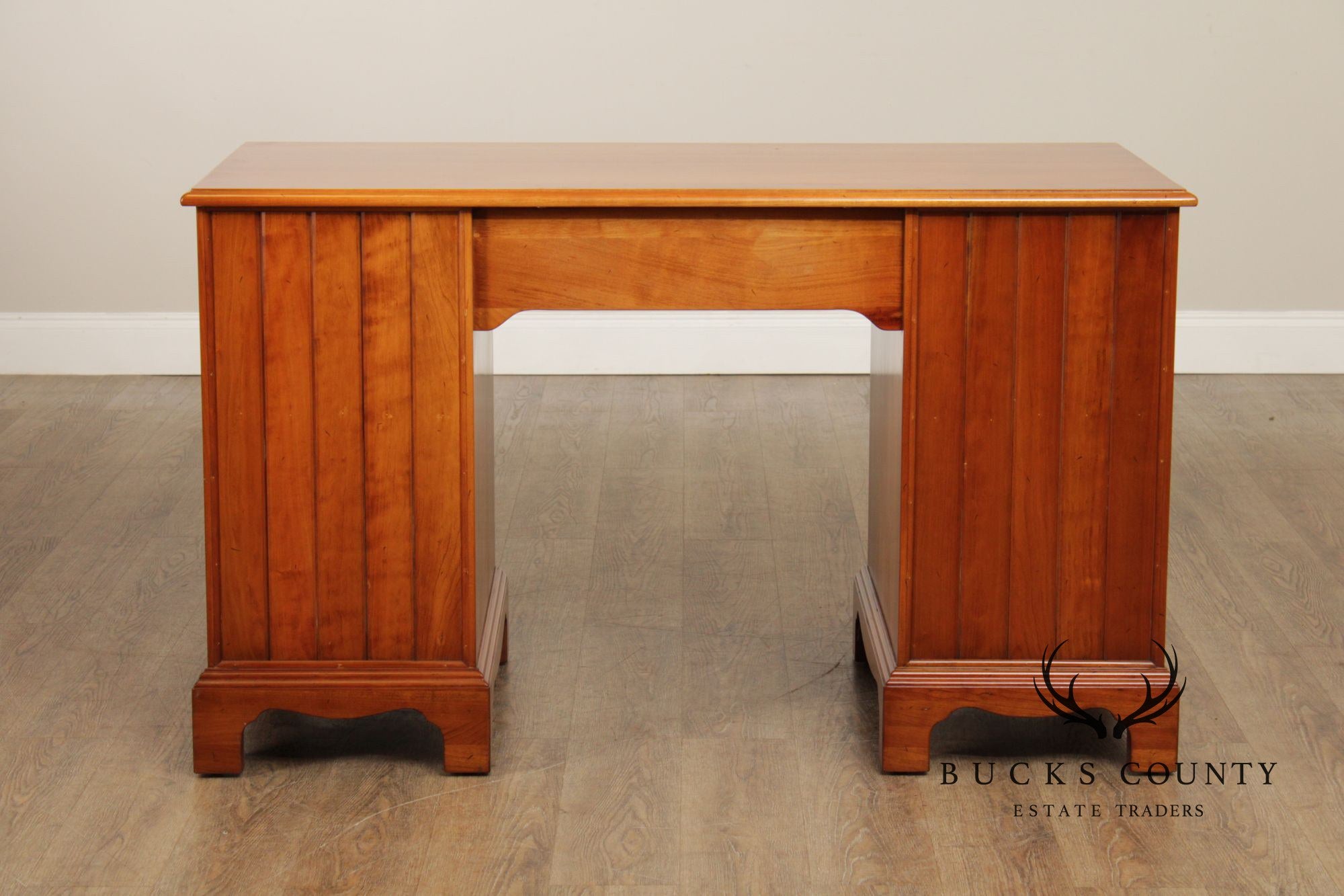 Stickley Chippendale Style Cherry Pedestal Executive Desk
