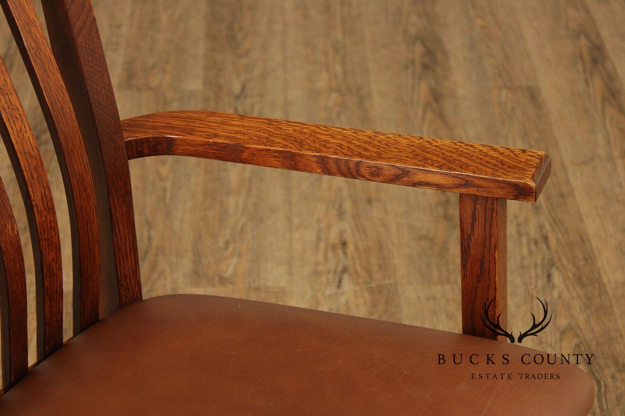 Mission Style Custom Quality Oak and Leather Executive Office Chair