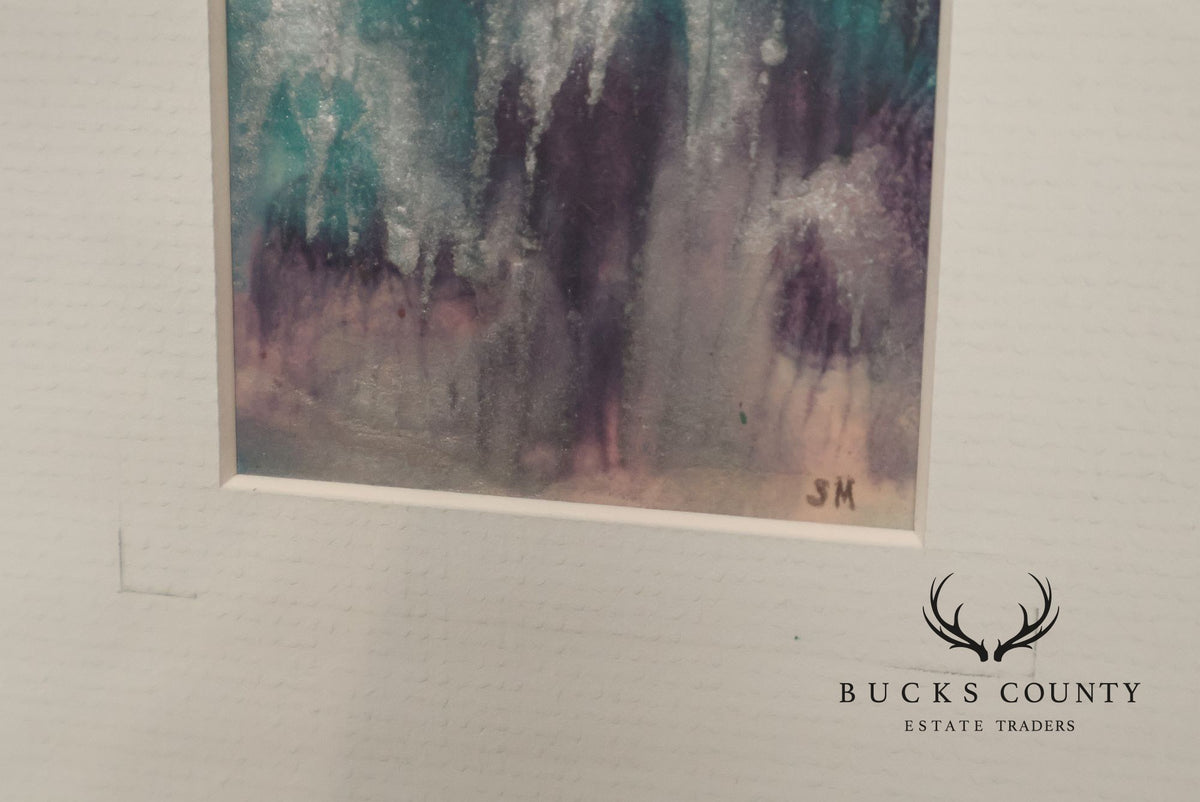 Suzanne Marinell Pair of Melted Wax Abstract Paintings