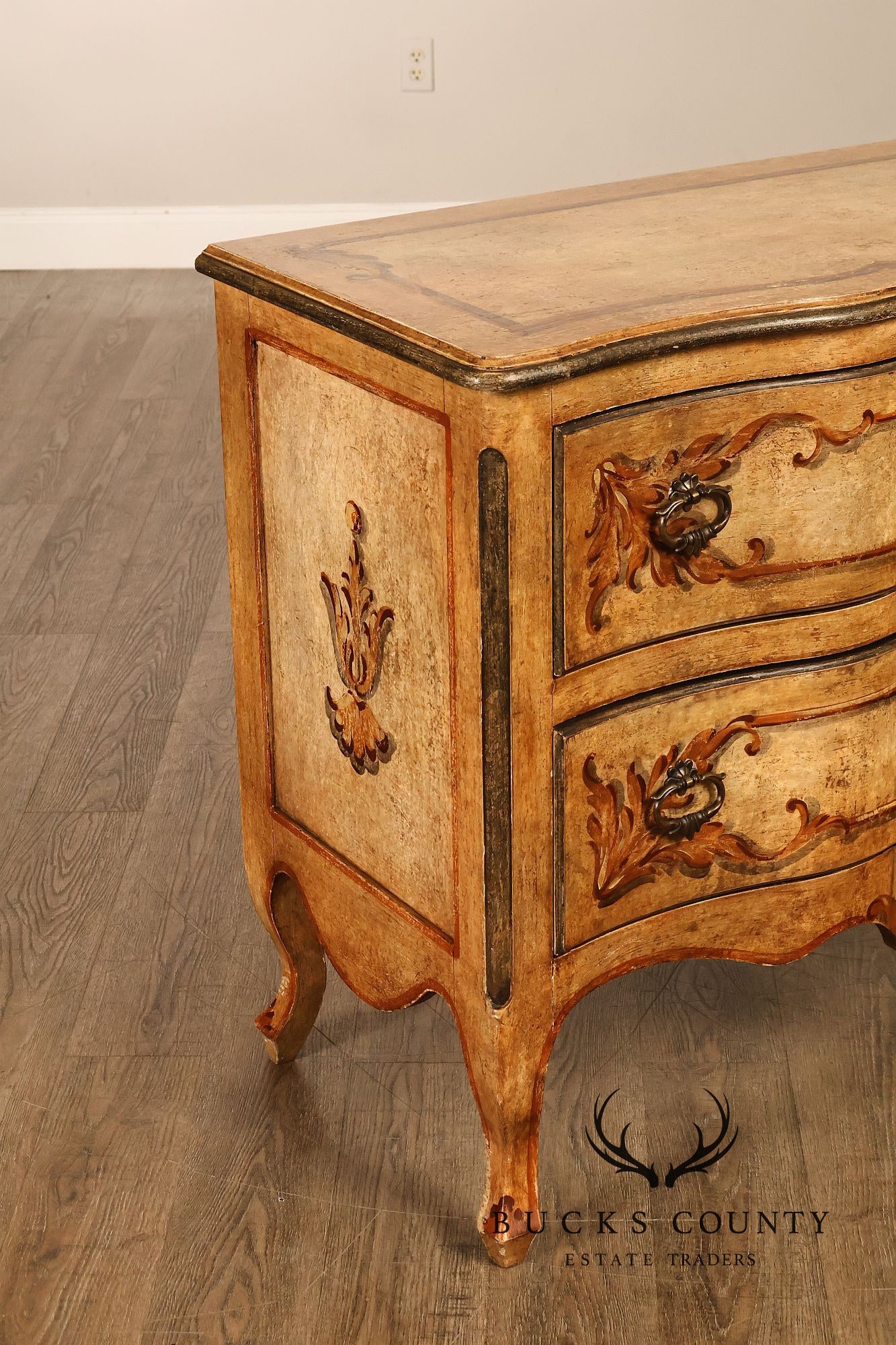 Rococo Style Painted Bombe Chest Of Drawers
