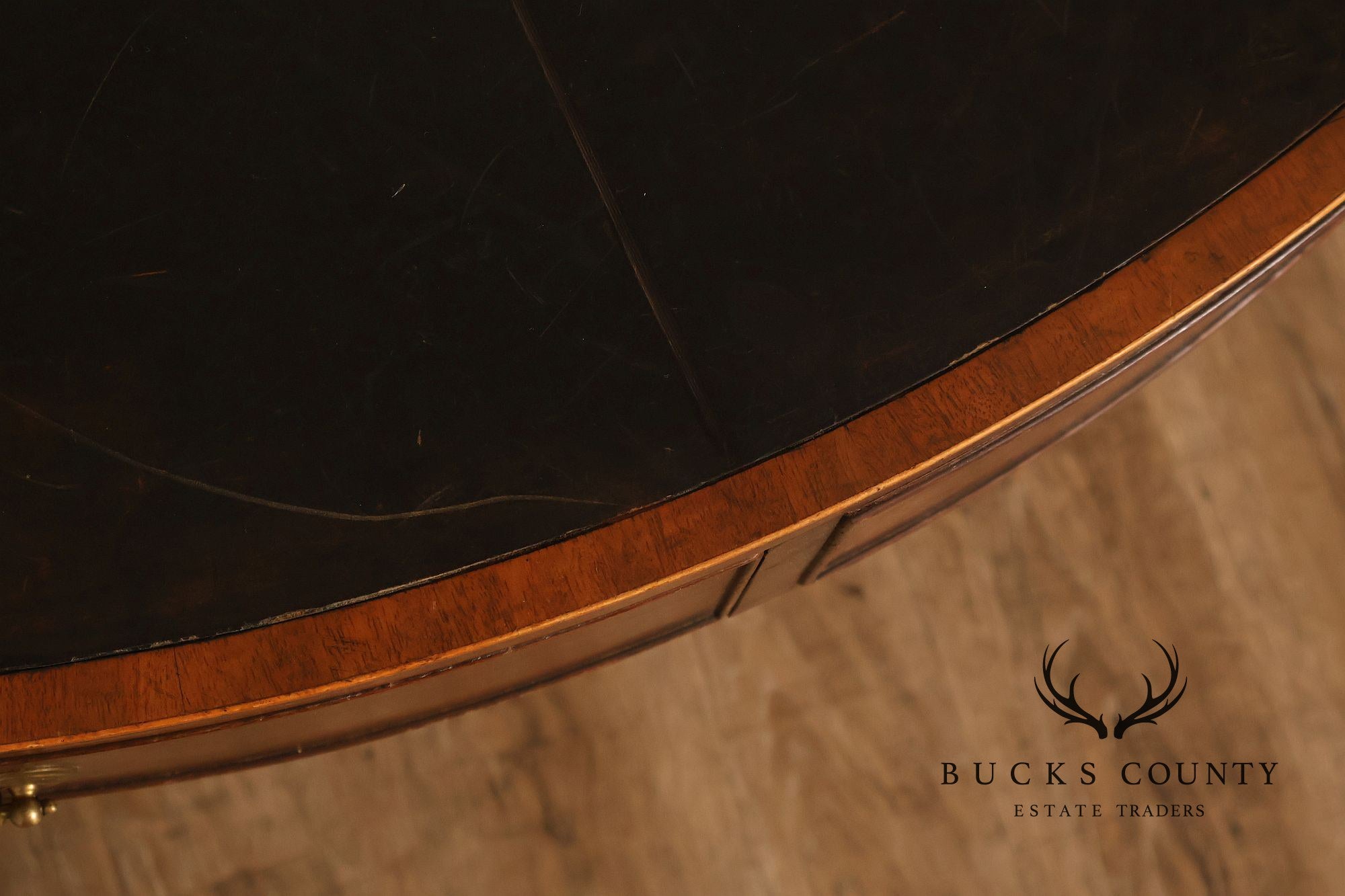 Kittinger Leather Top Round Rent Table With Drawers T295