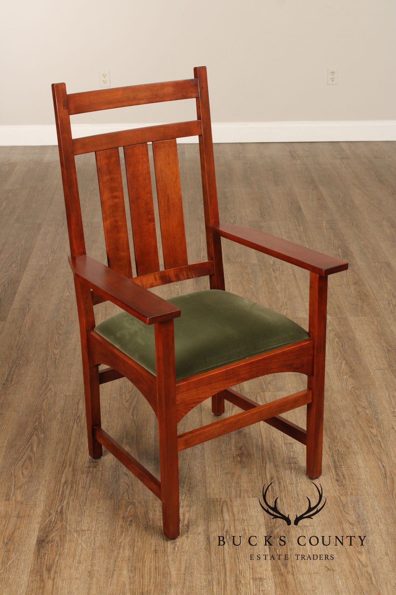 Stickley Mission Collection Set of Four Harvey Ellis Cherry Dining Armchairs