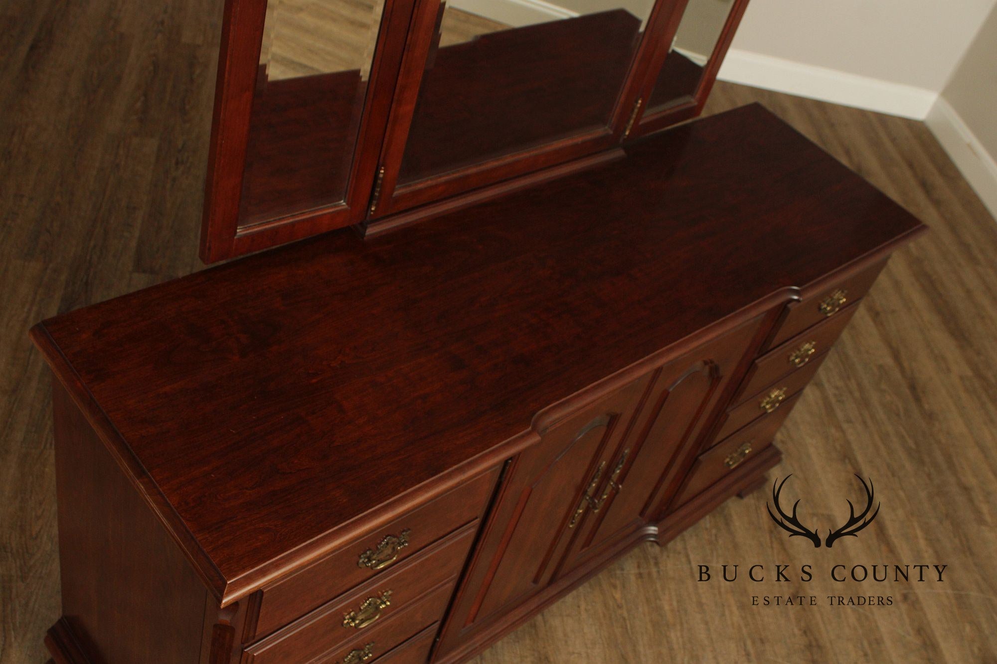 Pennsylvania House Chippendale Style Cherry Long Dresser with Mirror