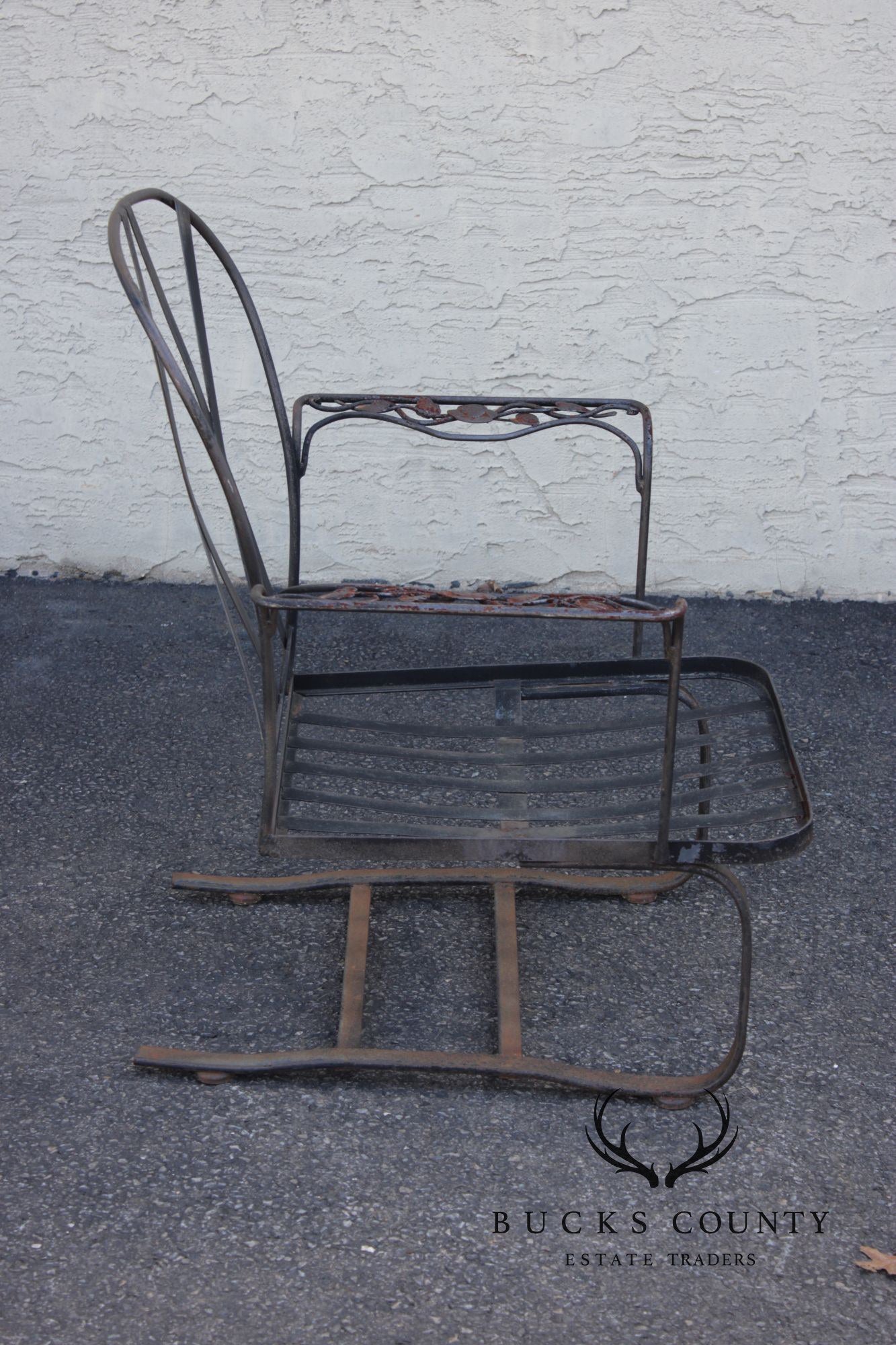 Woodard 'Chantilly Rose' Wrought Iron Outdoor Lounge Chair and Ottoman