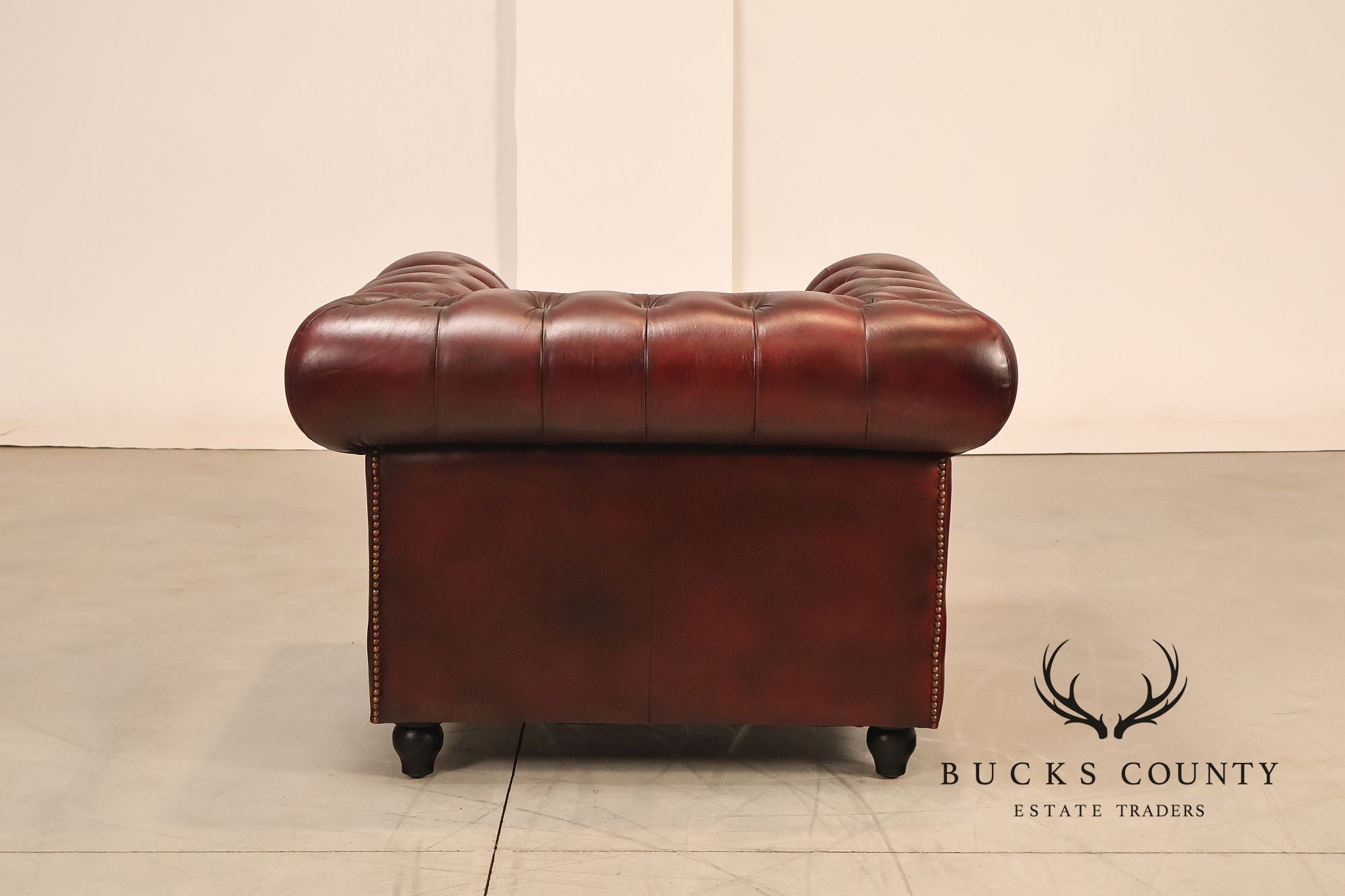 Chesterfield Style Pair of Oxford Red Leather Club Chairs