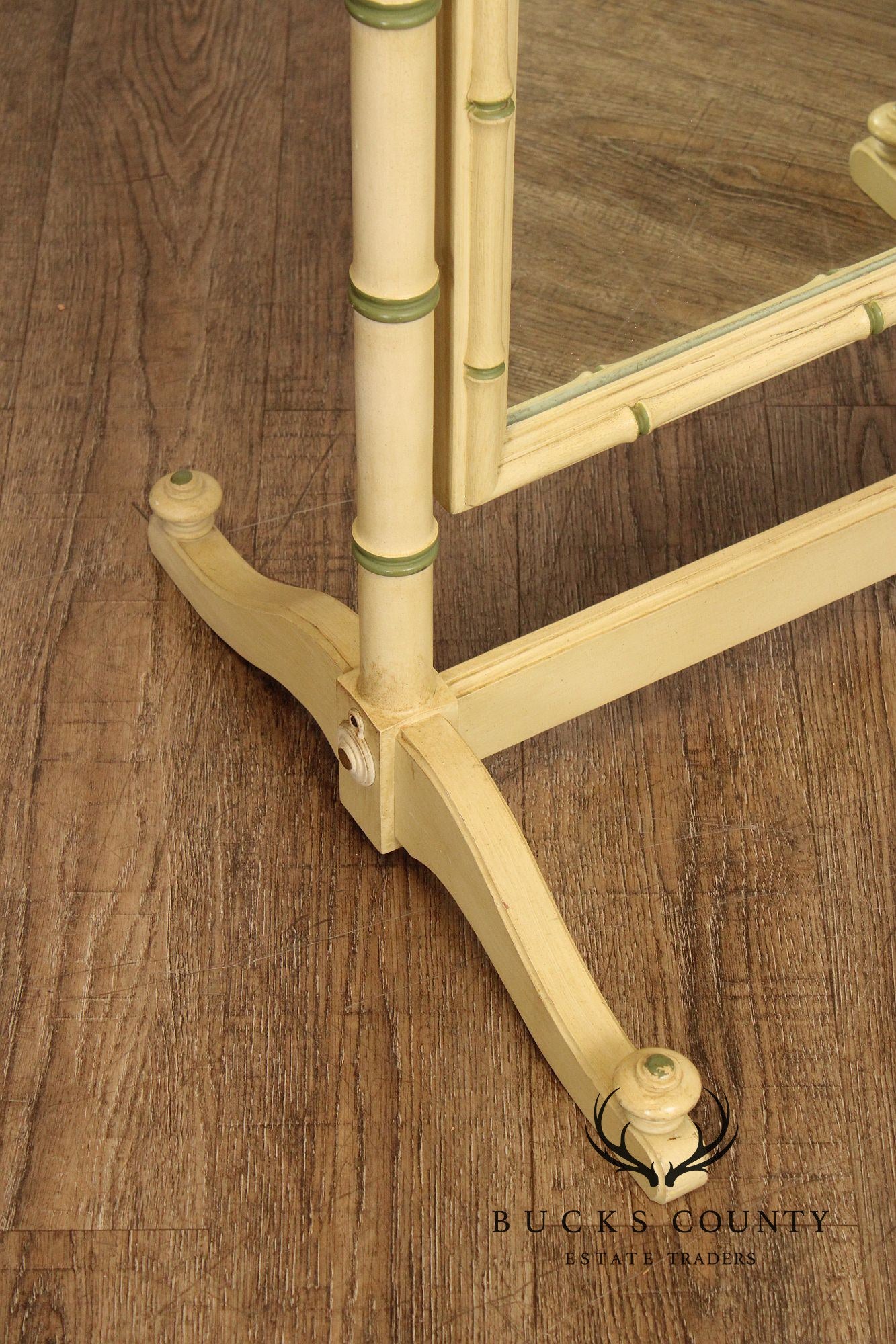 Thomasville Vintage Faux Bamboo Painted Cheval Mirror