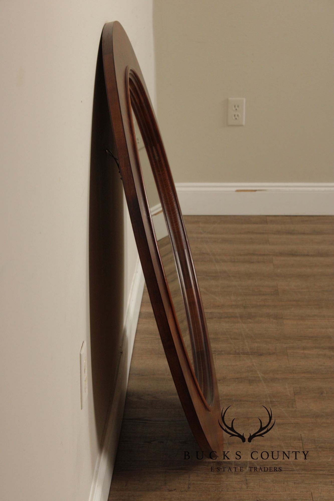 Stanley Furniture Round Mahogany Frame Wall Mirror