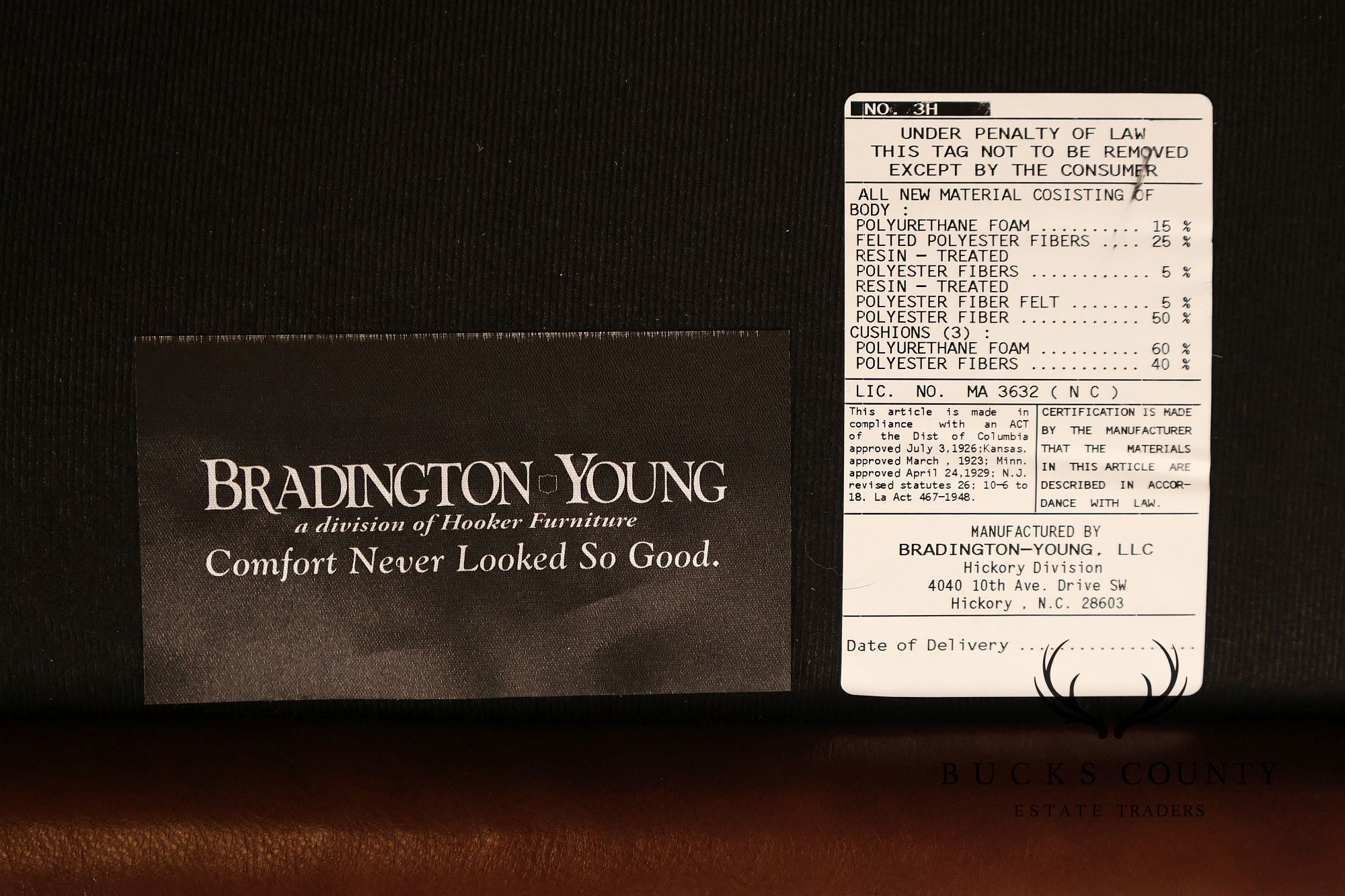 Bradington Young Richardson Stationary Leather Sofa