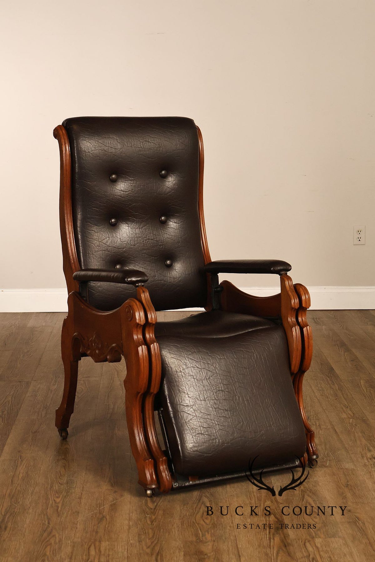 Antique Victorian Carved Walnut Reclining Armchair