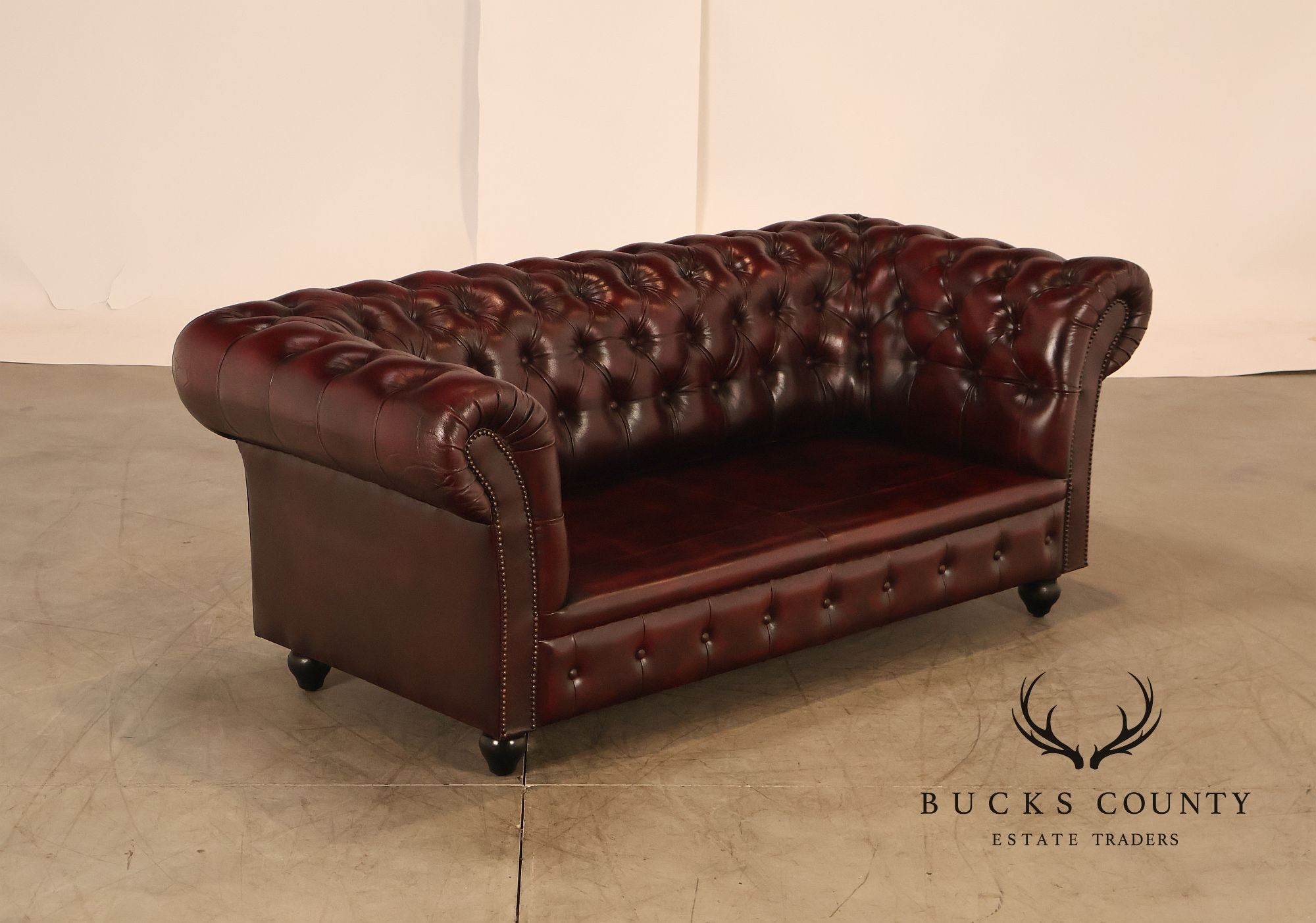 Chesterfield Style Oxblood Leather Sofa