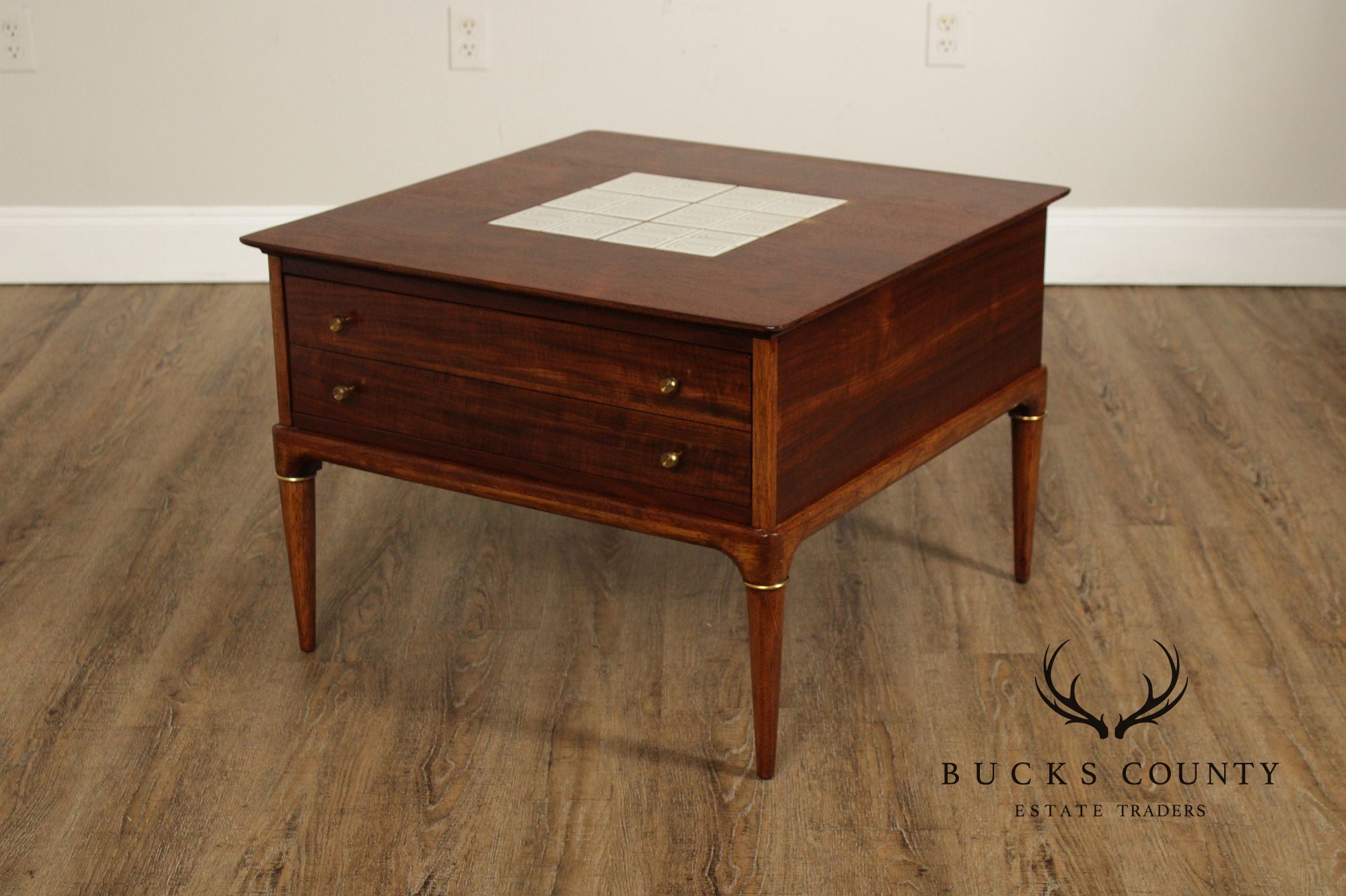 Lane Mid Century Modern Tile Top Walnut Coffee Table