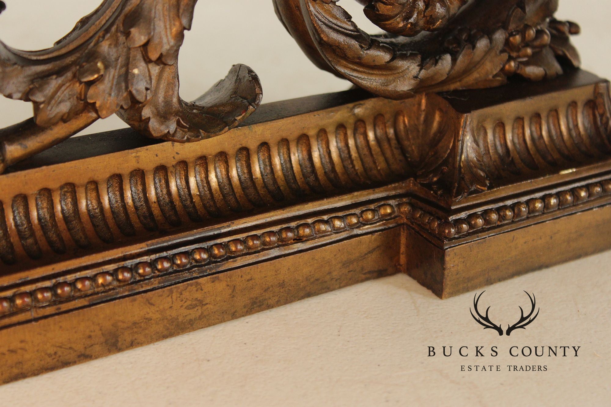 French Louis XV Style Antique Bronze Pair of Cherub Andirons