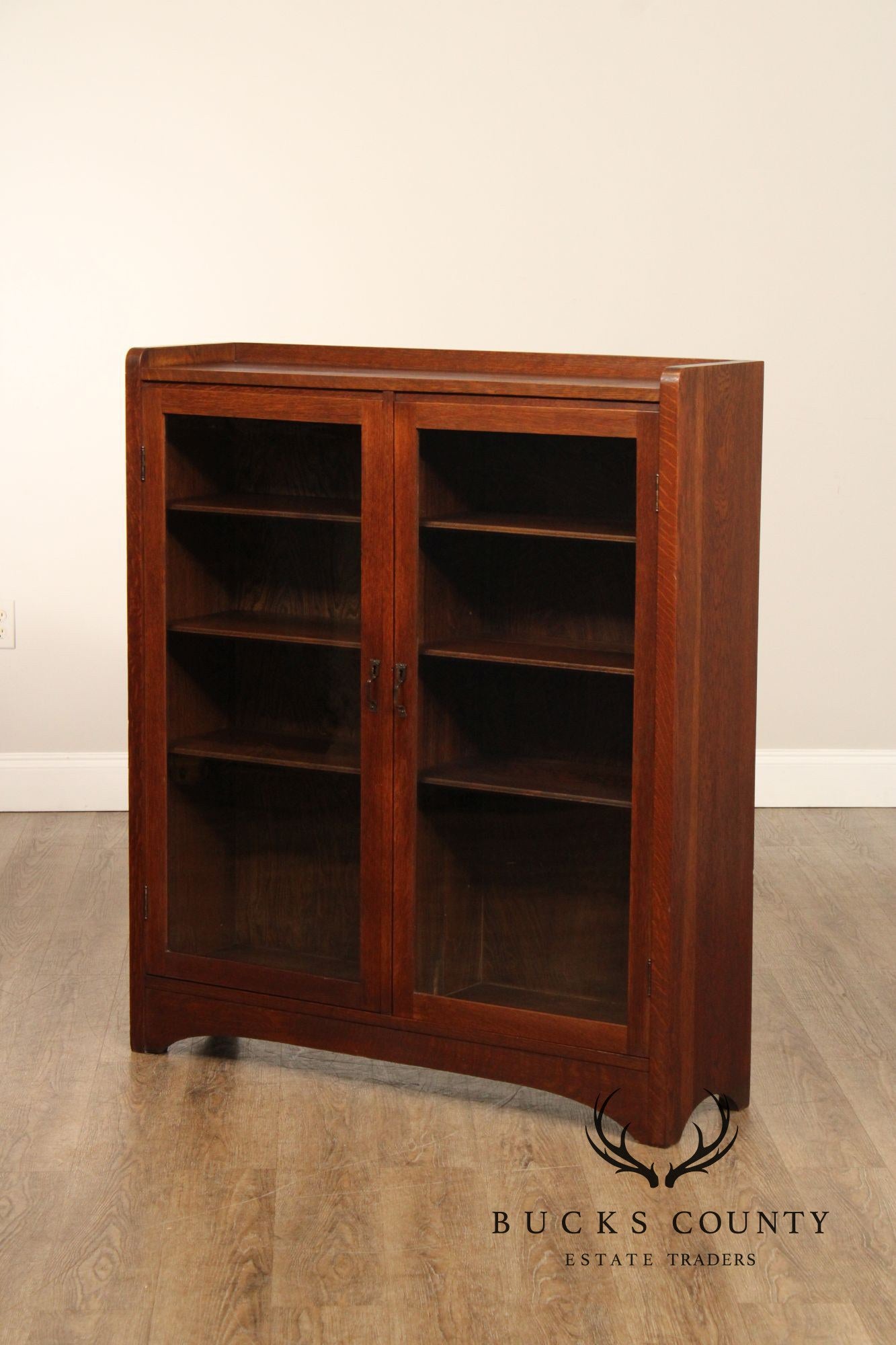 Antique Mission Oak Two-Door Bookcase