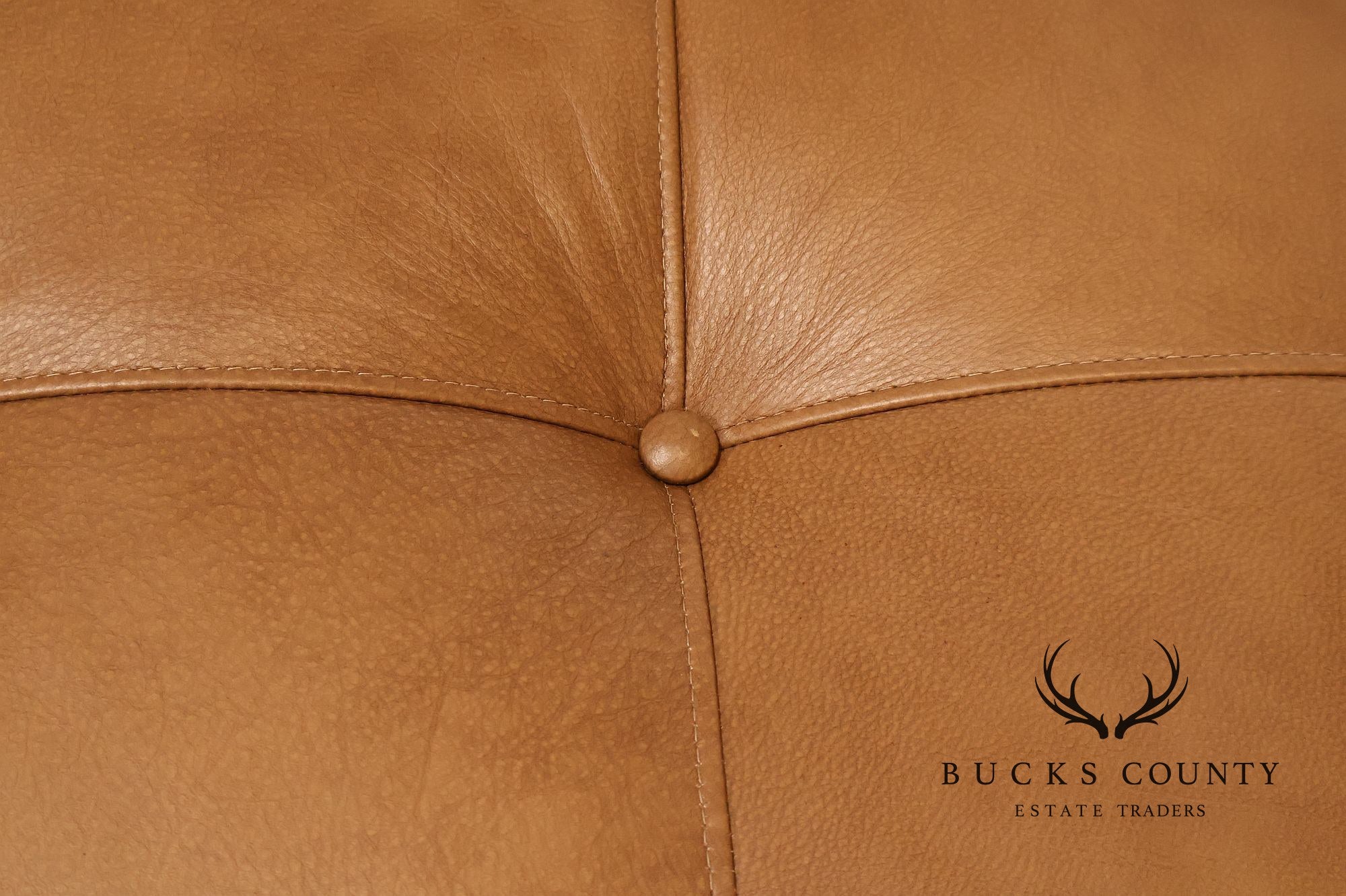 Ethan Allen 'Nassau' Tufted Leather Square Ottoman