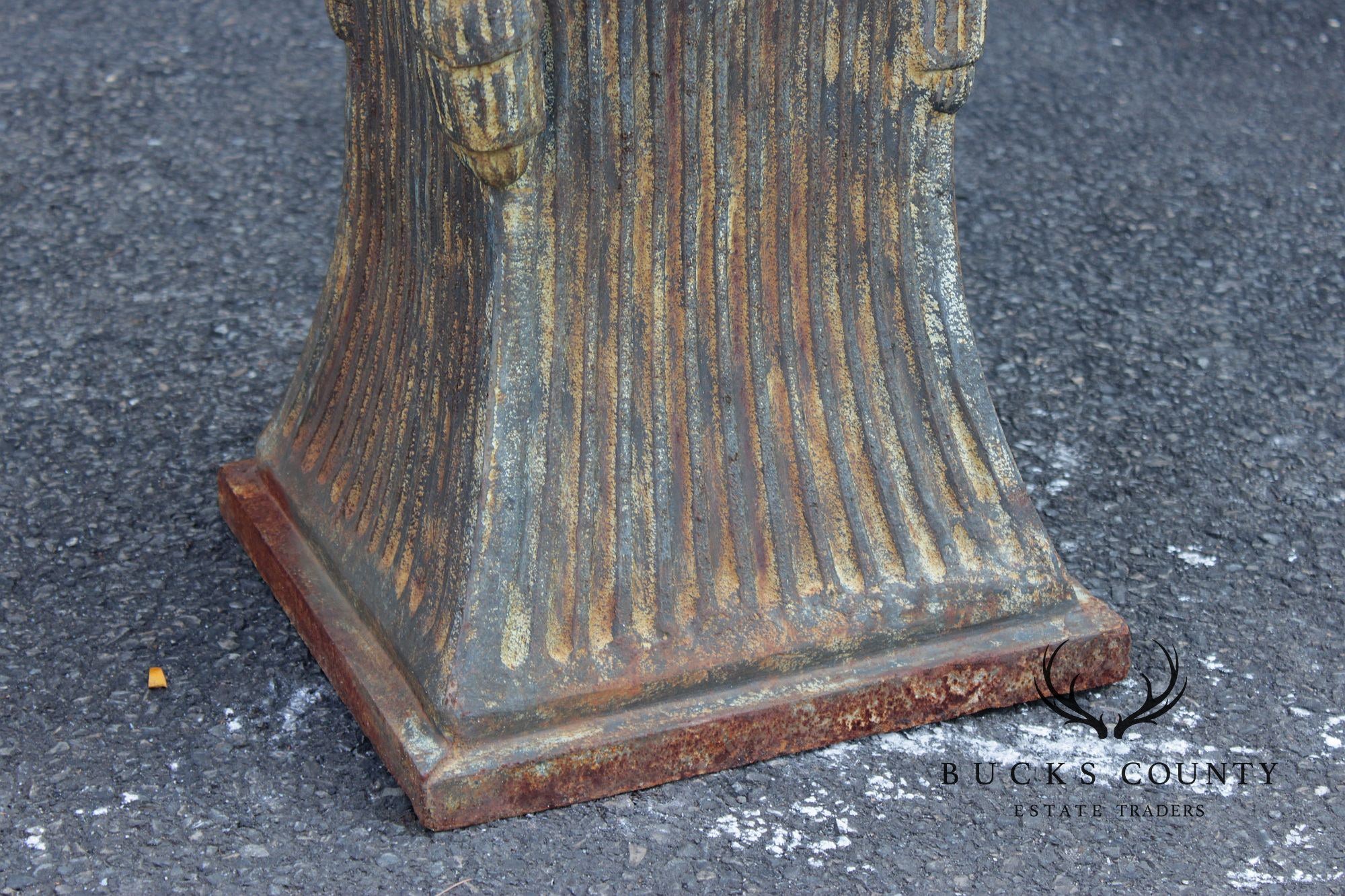 Neoclassical Style Pair Of Cast Iron Garden Planters Or Pedestal Bases