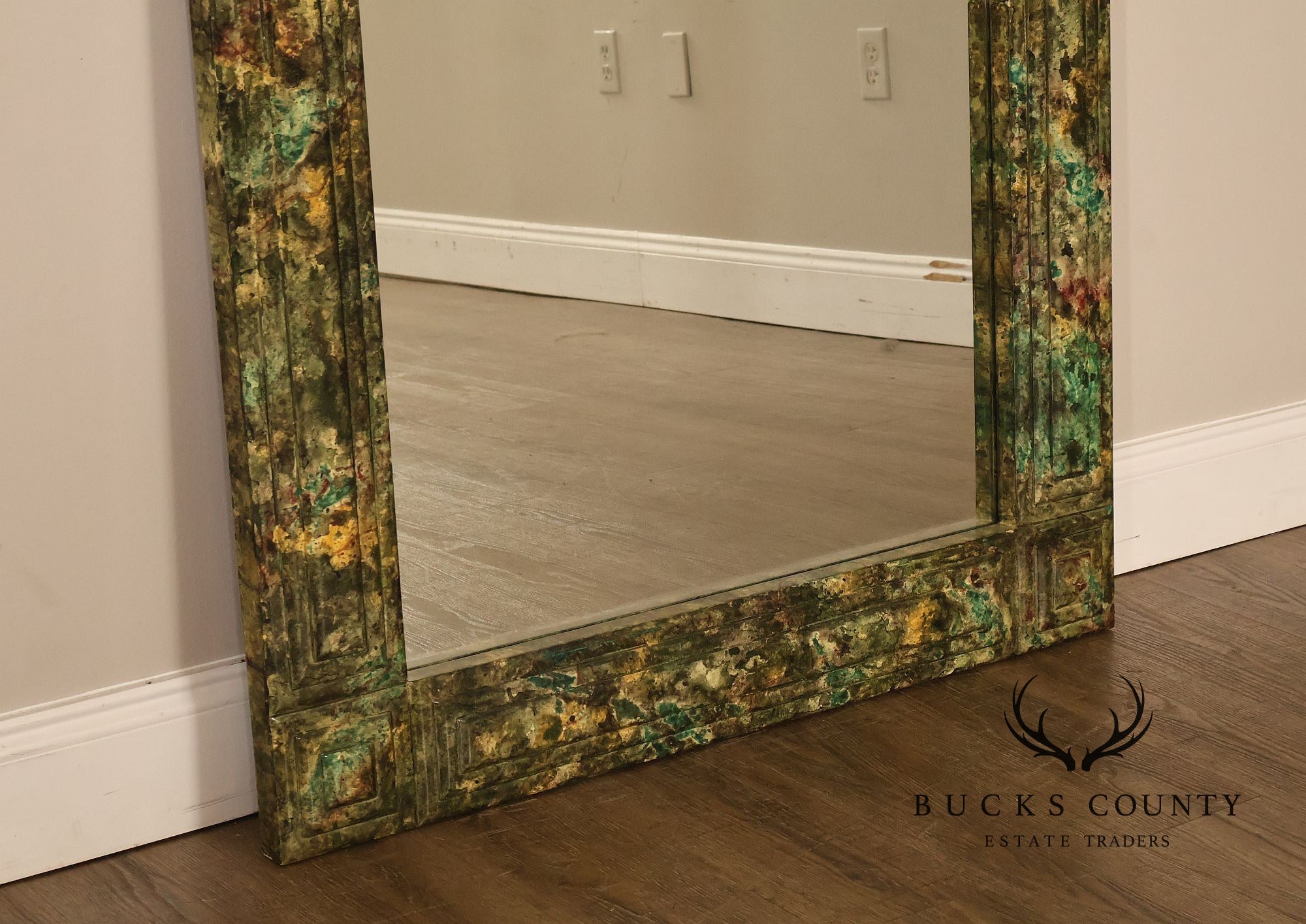 Faux Marble Geometric Framed Wall Mirror 47' x 36"