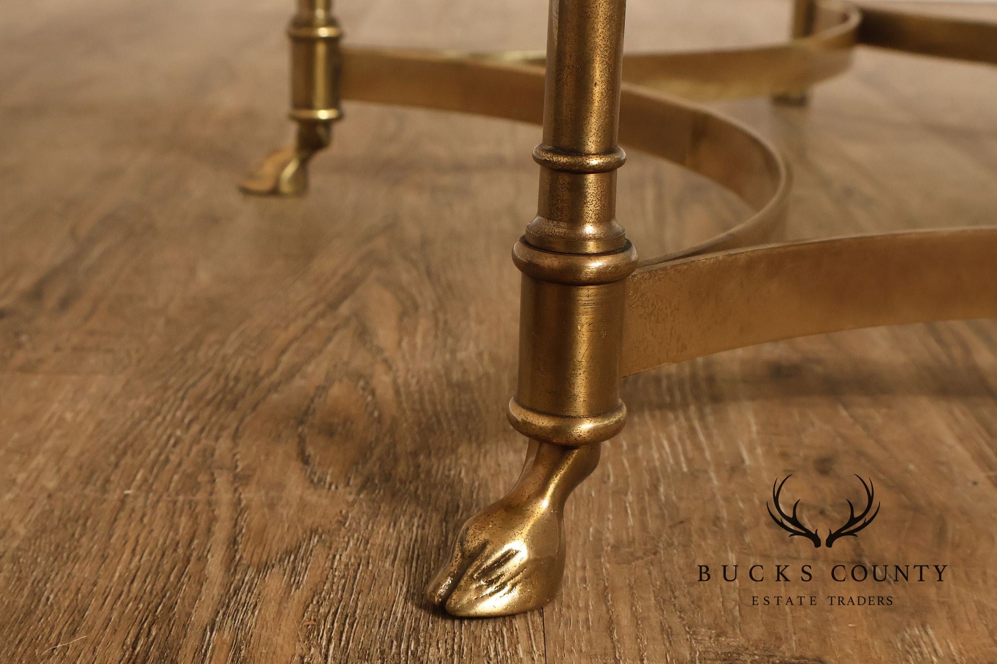 Directoire Style Vintage Brass and Glass Top Coffee Table